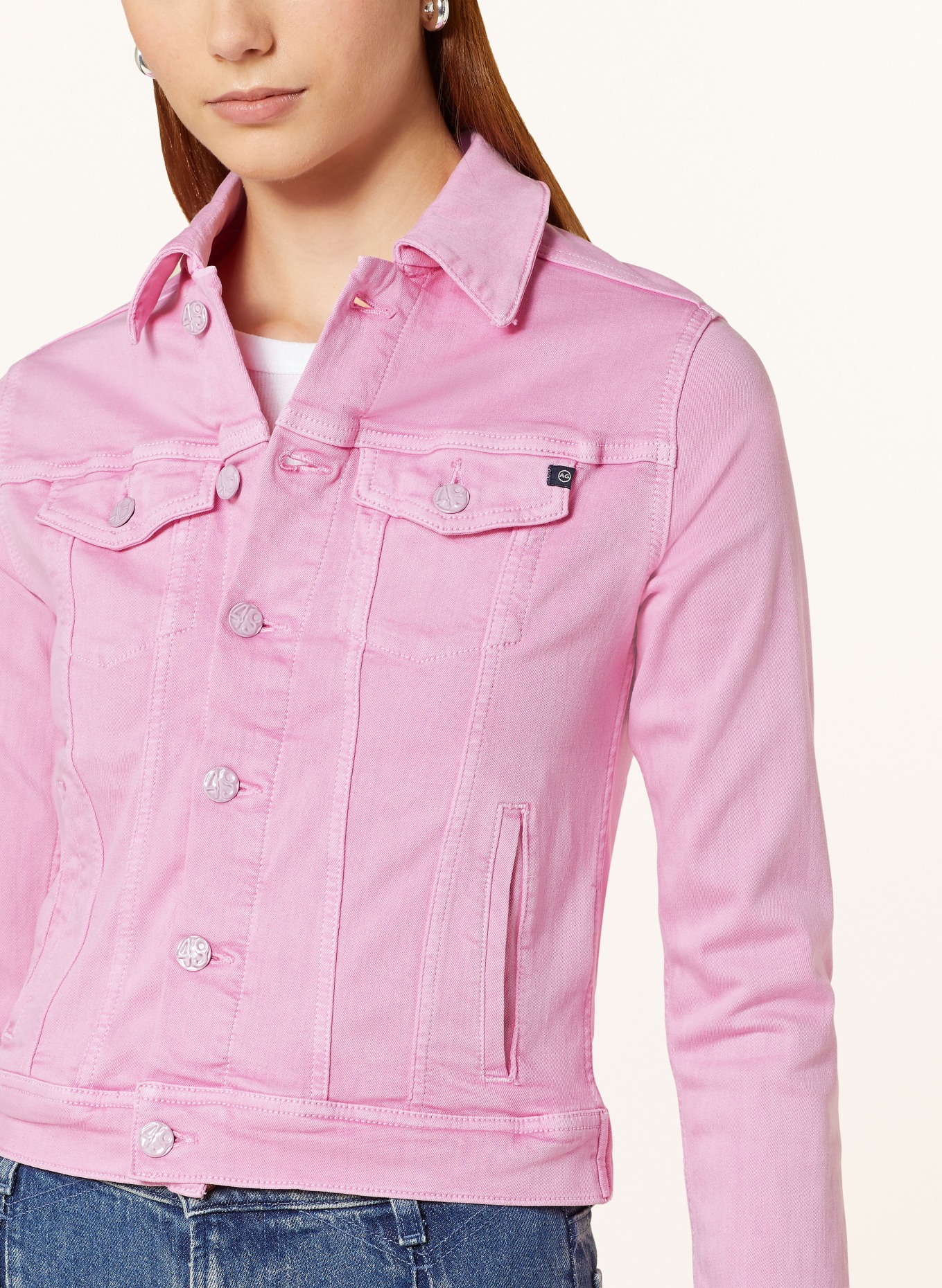 Robyn cropped denim jacket in pink - AG Jeans | Mytheresa
