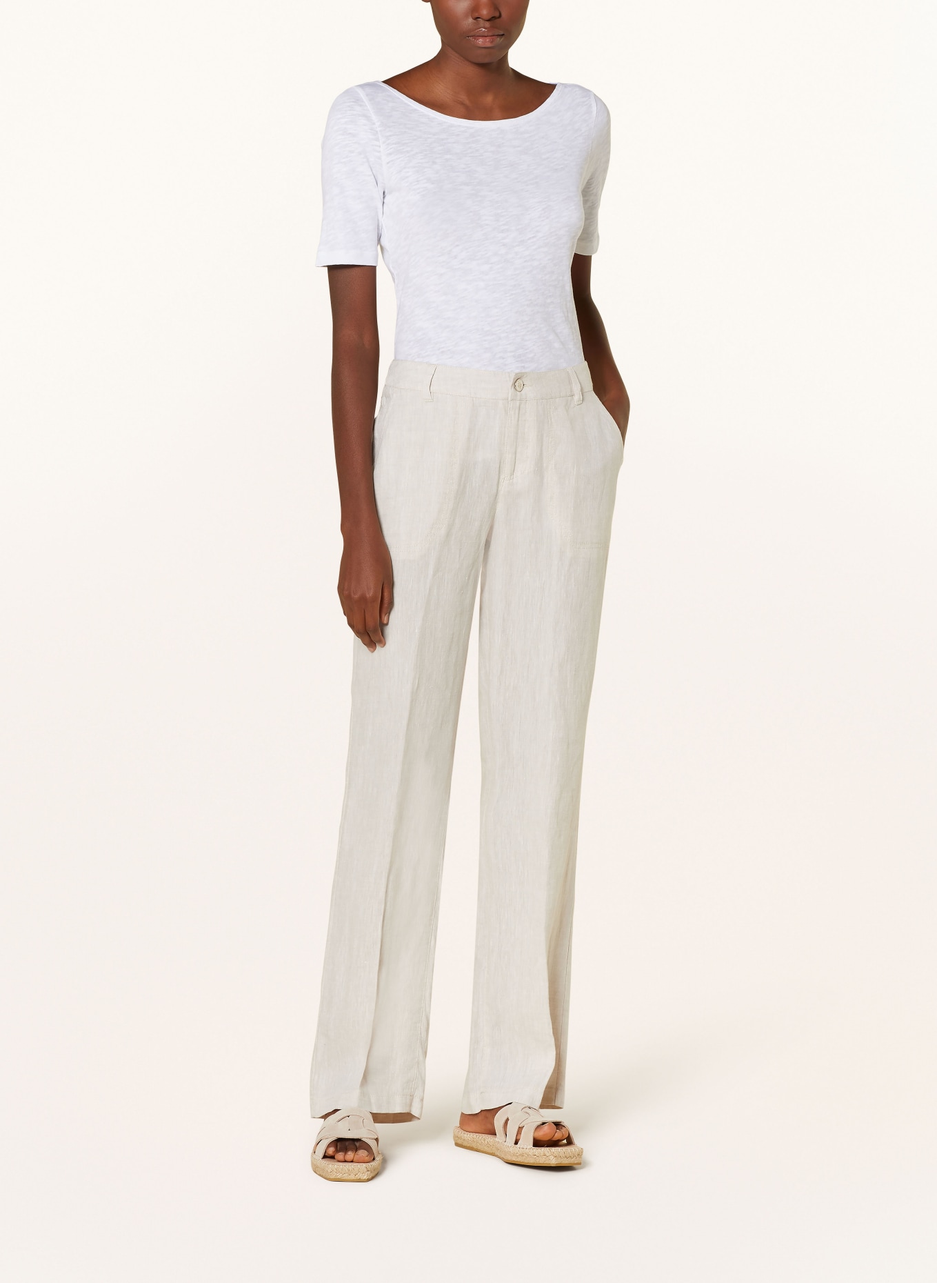 MAC Wide leg trousers NORA in linen, Color: CREAM (Image 2)