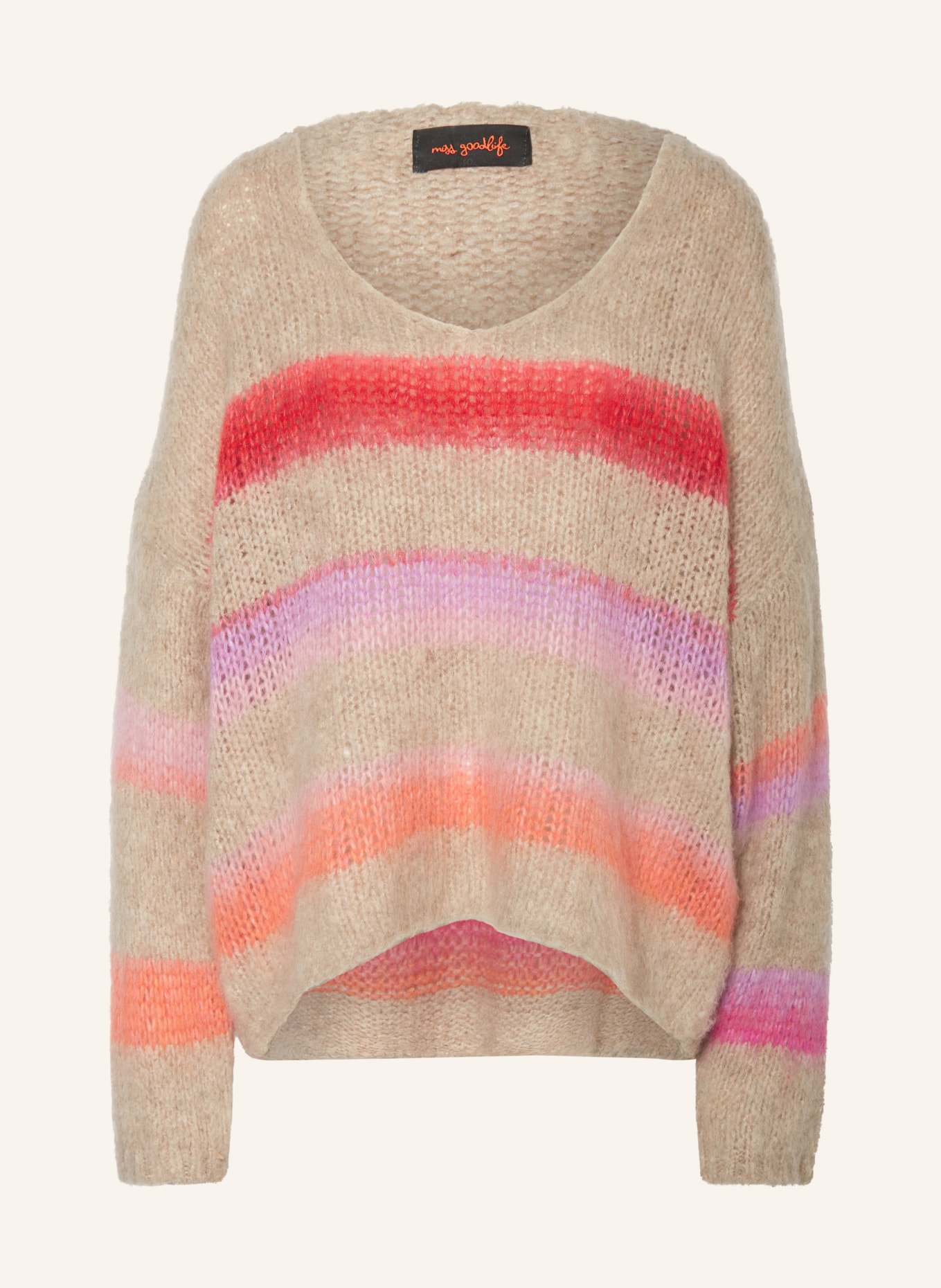 miss goodlife Sweater with mohair, Color: TAUPE/ RED/ PINK (Image 1)