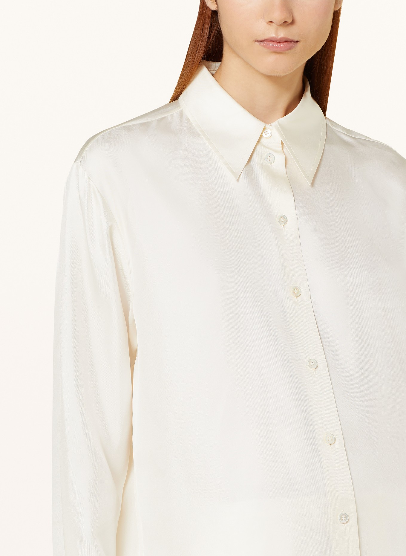 RÓHE Oversized shirt blouse in silk, Color: CREAM (Image 4)