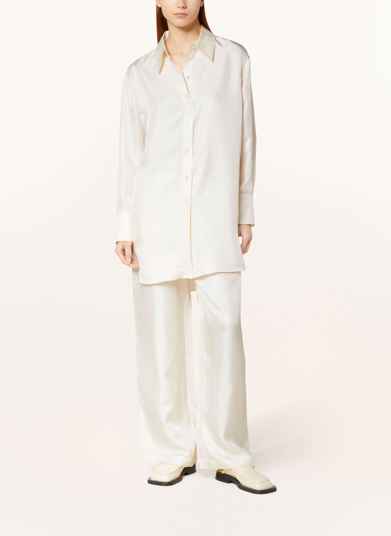 RÓHE Wide leg trousers made of silk, Color: CREAM (Image 2)
