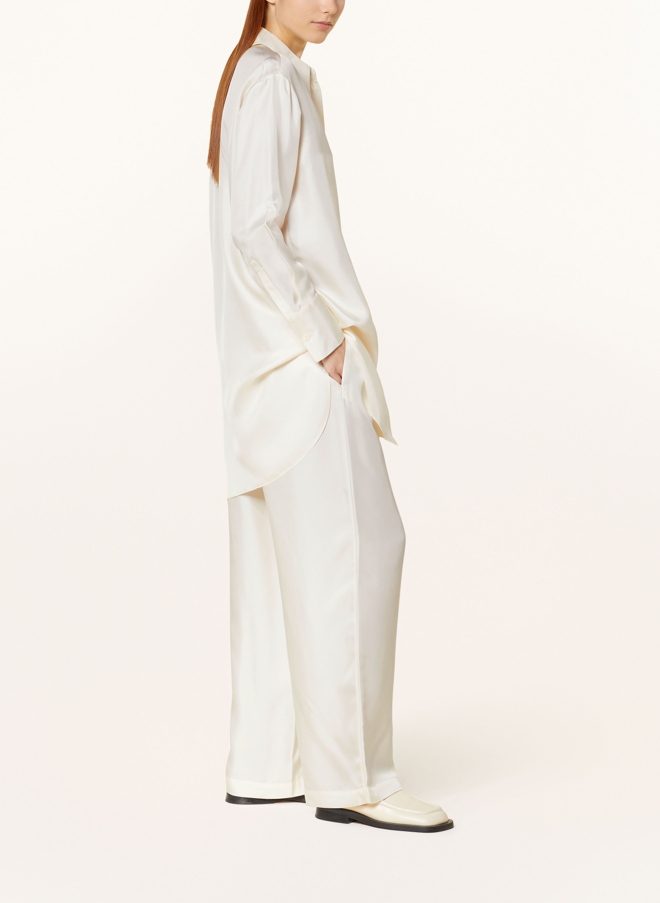 RÓHE Wide leg trousers made of silk, Color: CREAM (Image 4)