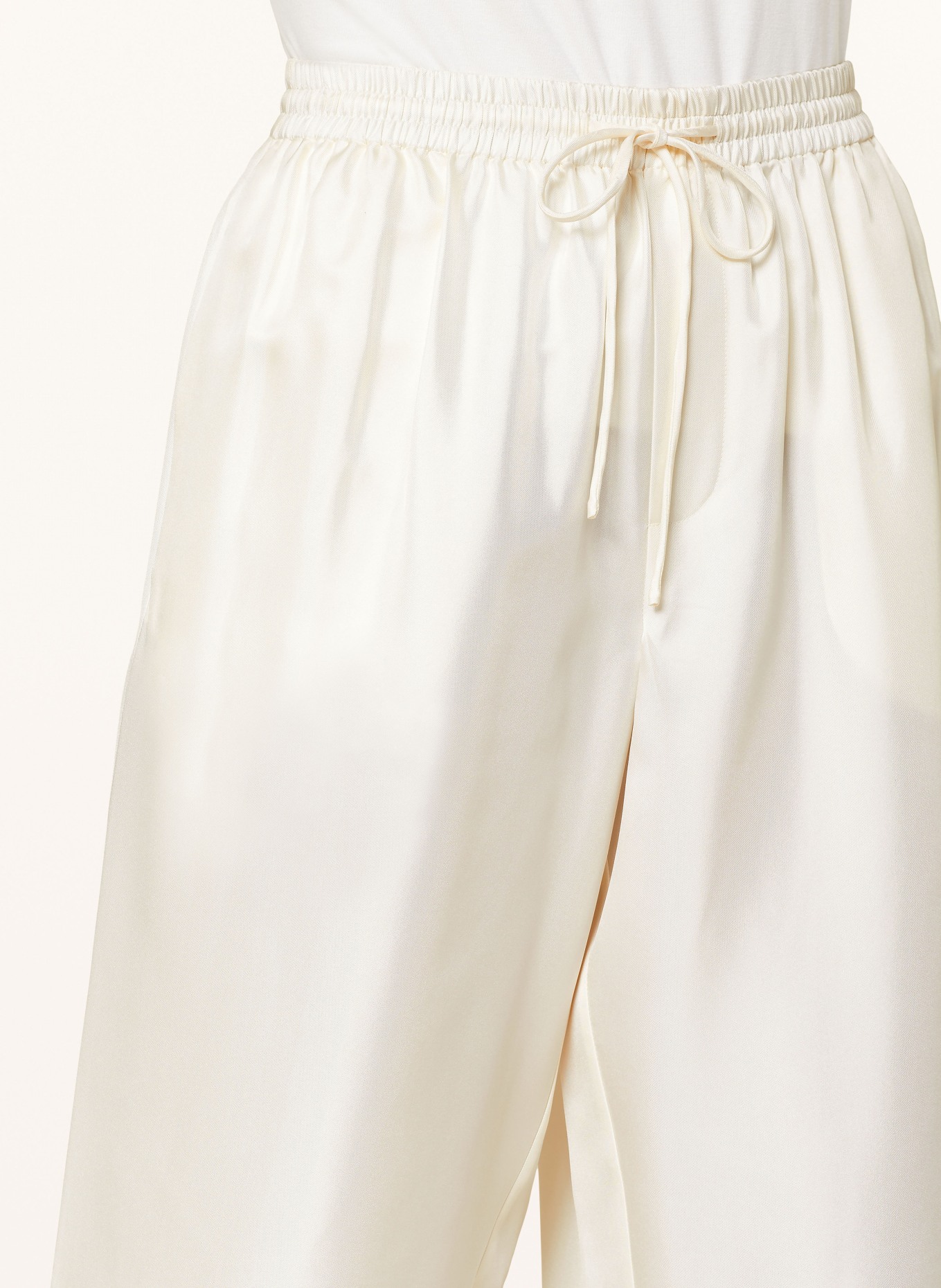 RÓHE Wide leg trousers made of silk, Color: CREAM (Image 5)