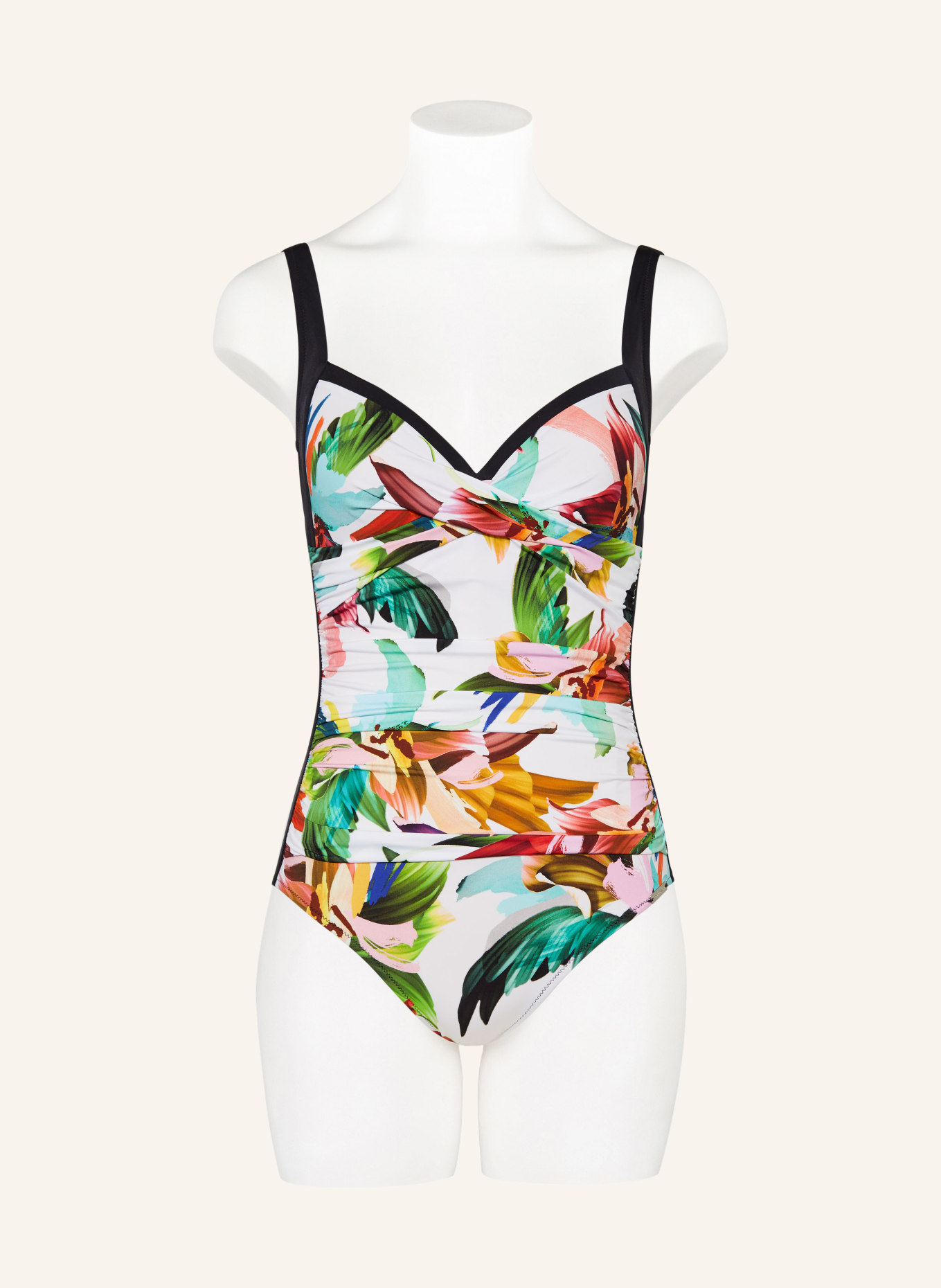 Charmline Shaping swimsuit FLORAL RAINBOWS, Color: WHITE/ BLACK/ GREEN (Image 2)