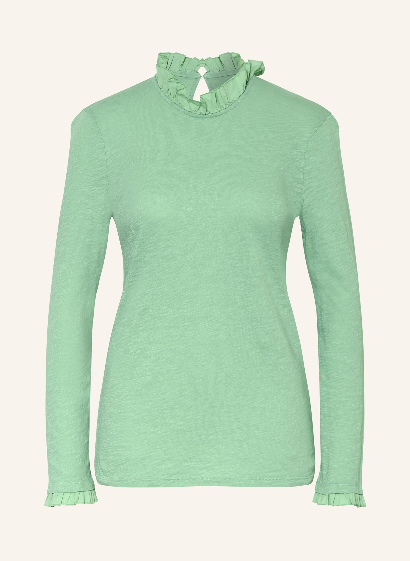 rich&royal Shirt blouse in jersey with ruffles, Color: GREEN (Image 1)