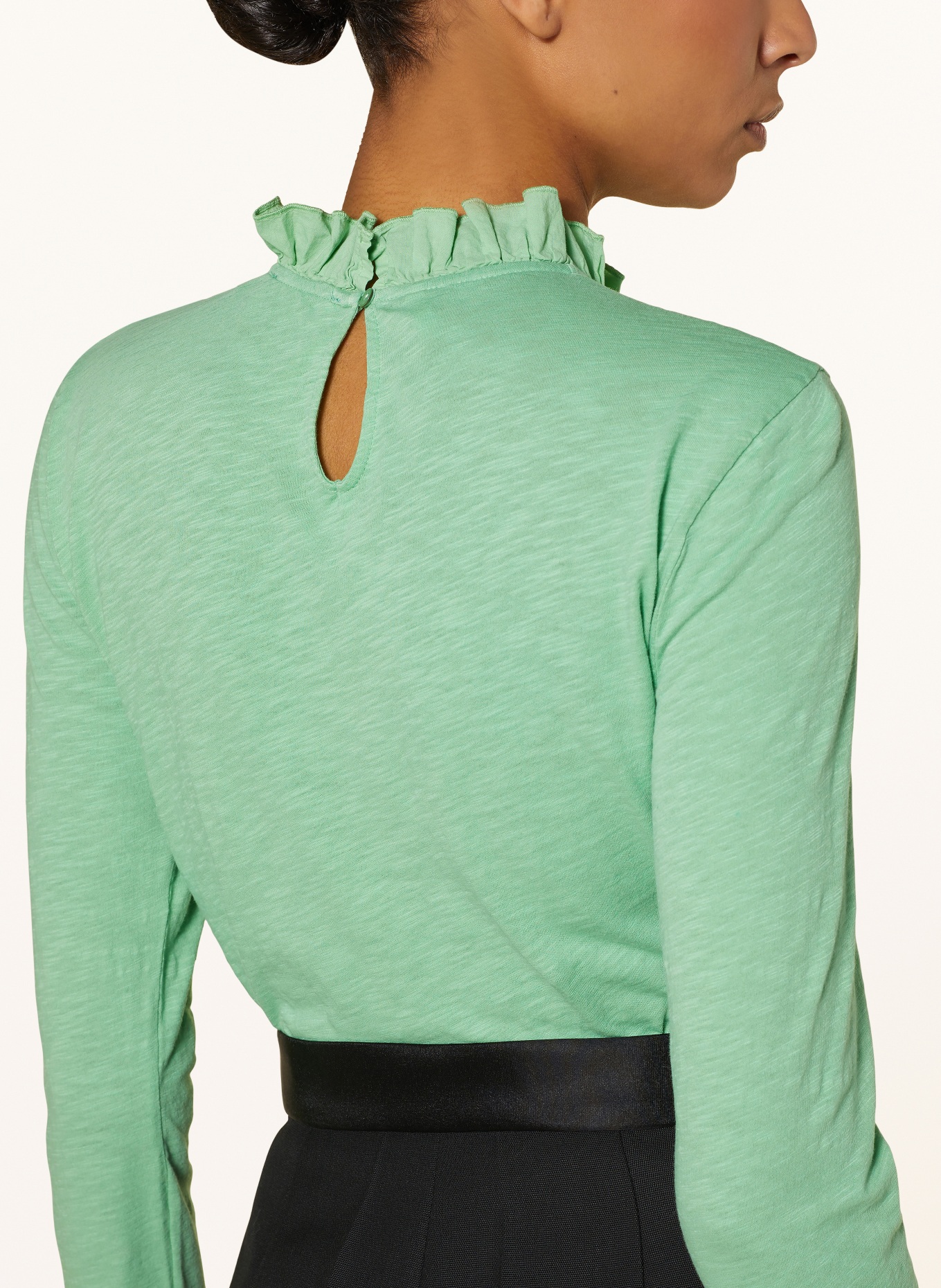 rich&royal Shirt blouse in jersey with ruffles, Color: GREEN (Image 4)