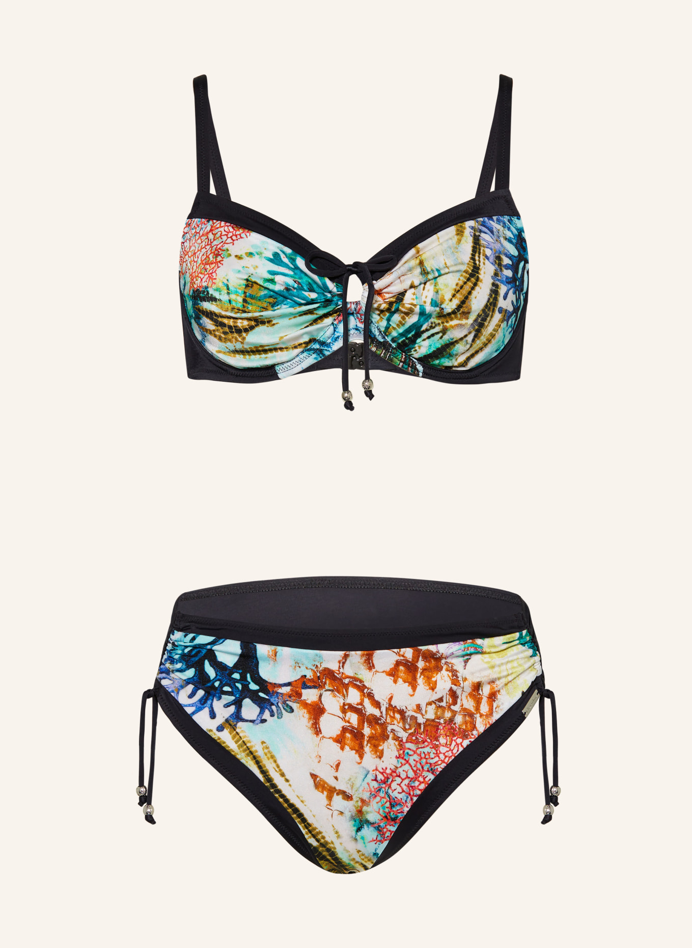 Charmline Underwired bikini CORAL PARADISE, Color: WHITE/ BLACK/ TURQUOISE (Image 1)