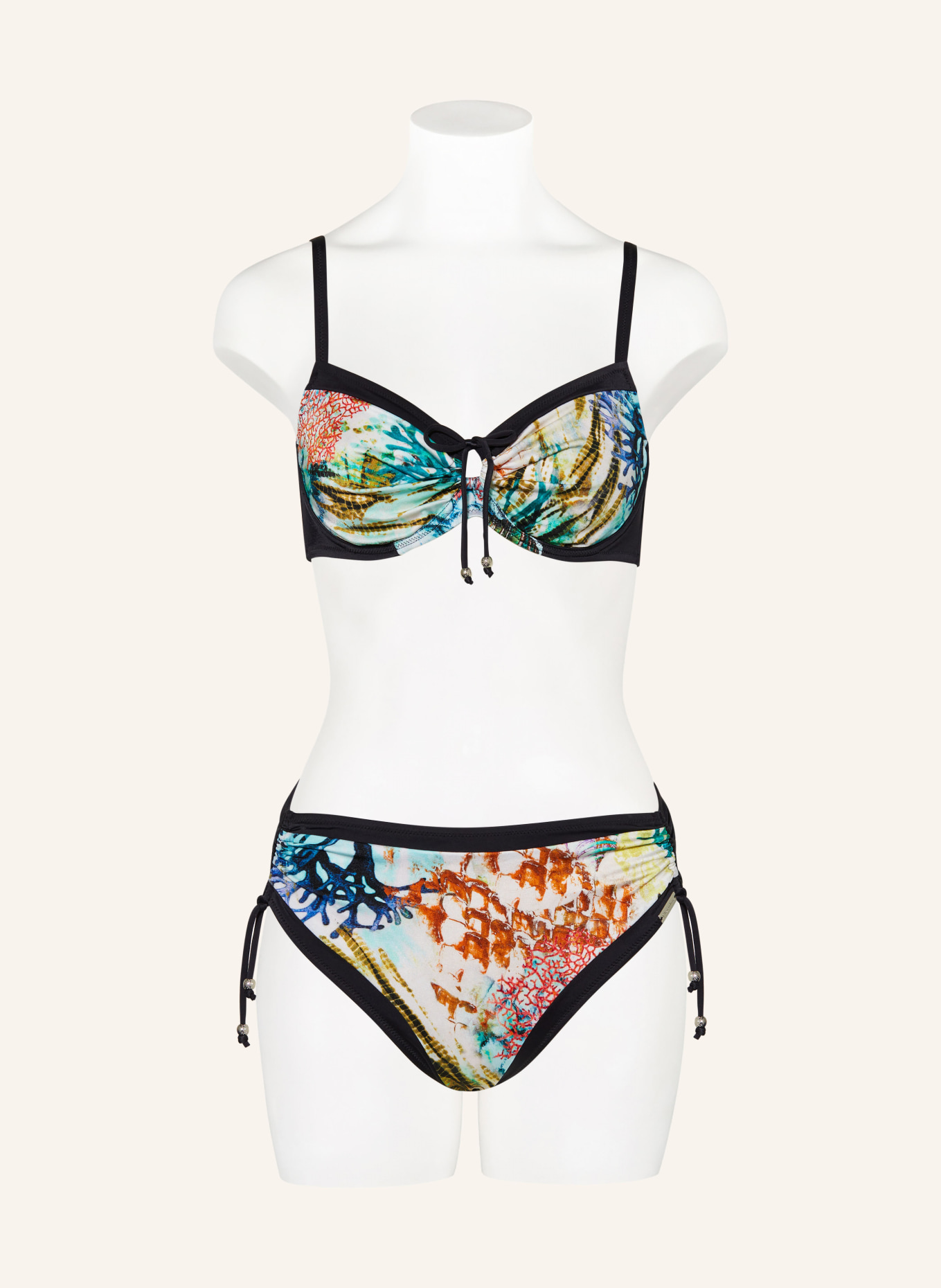 Charmline Underwired bikini CORAL PARADISE, Color: WHITE/ BLACK/ TURQUOISE (Image 2)