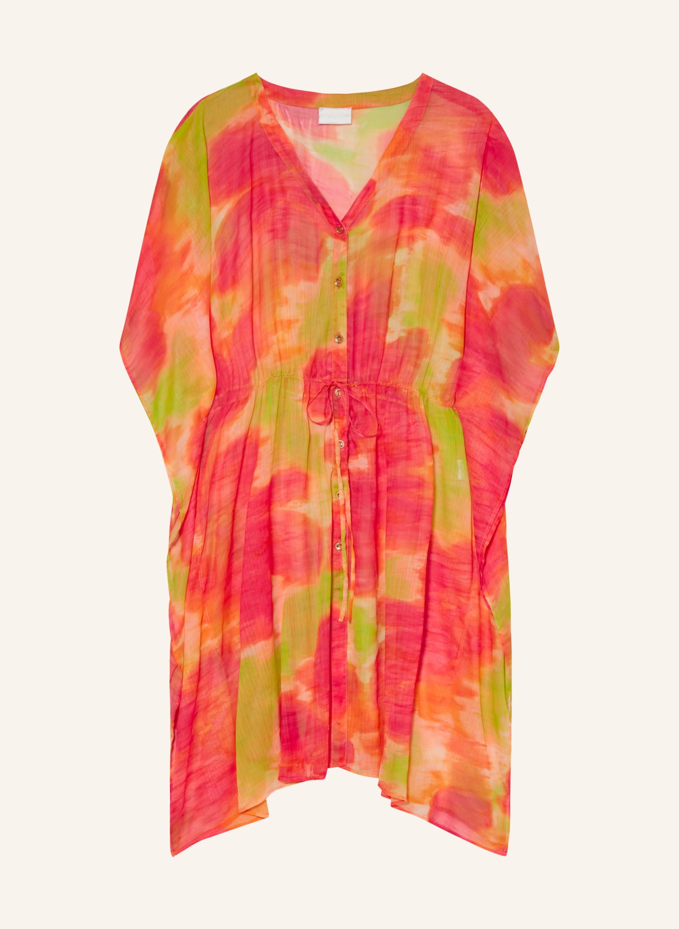 Charmline Sukienka letnia typu kaftan AQUA, Kolor: MOCNORÓŻOWY/ POMARAŃCZOWY/ ŻÓŁTY (Obrazek 1)