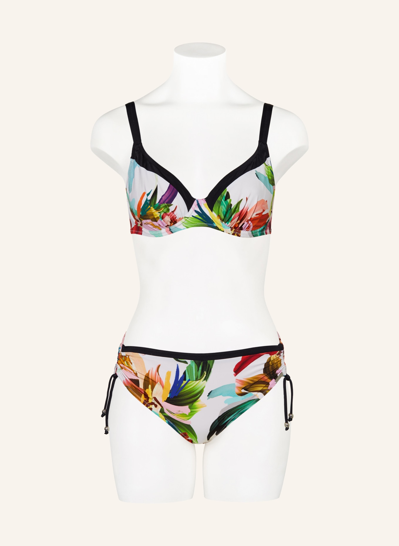 Charmline Bikini z fiszbinami FLORAL RAINBOWS, Kolor: BIAŁY/ CZARNY/ ZIELONY (Obrazek 2)