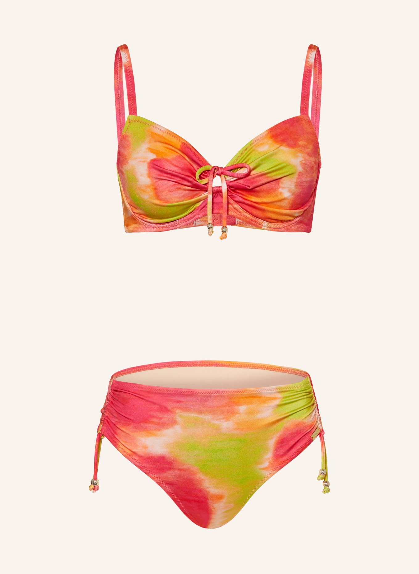 Charmline Bikini z fiszbinami PINK AQUA, Kolor: MOCNORÓŻOWY/ JASNOPOMARAŃCZOWY/ JASNOZIELONY (Obrazek 1)