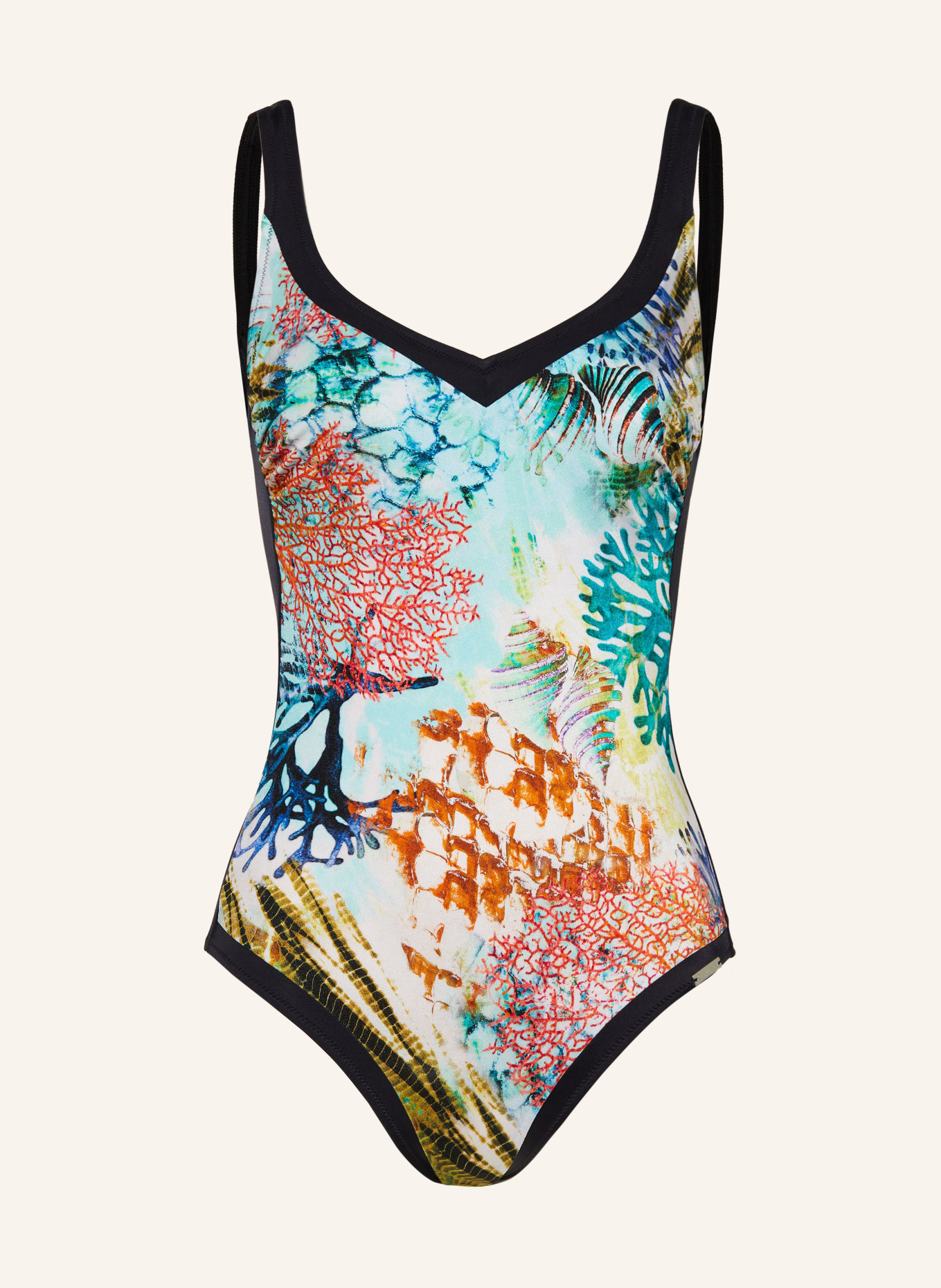 Charmline Shaping swimsuit CORAL PARADISE, Color: BLACK/ TURQUOISE/ SALMON (Image 1)