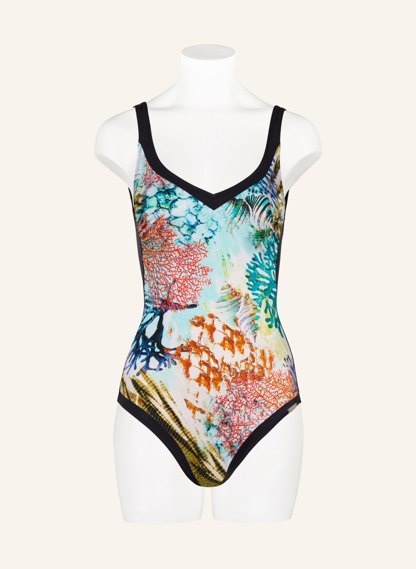 Charmline Shaping swimsuit CORAL PARADISE, Color: BLACK/ TURQUOISE/ SALMON (Image 2)