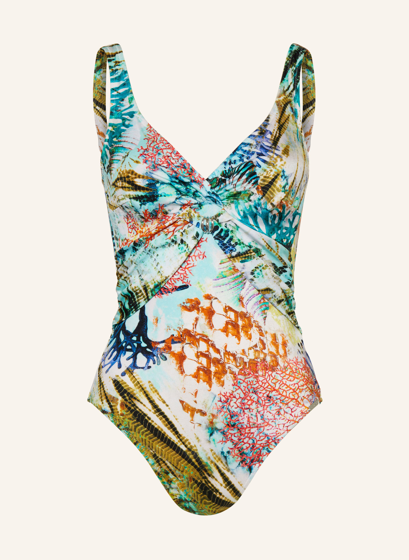 Charmline Underwire swimsuit CORAL PARADISE, Color: TURQUOISE/ SALMON/ DARK ORANGE (Image 1)