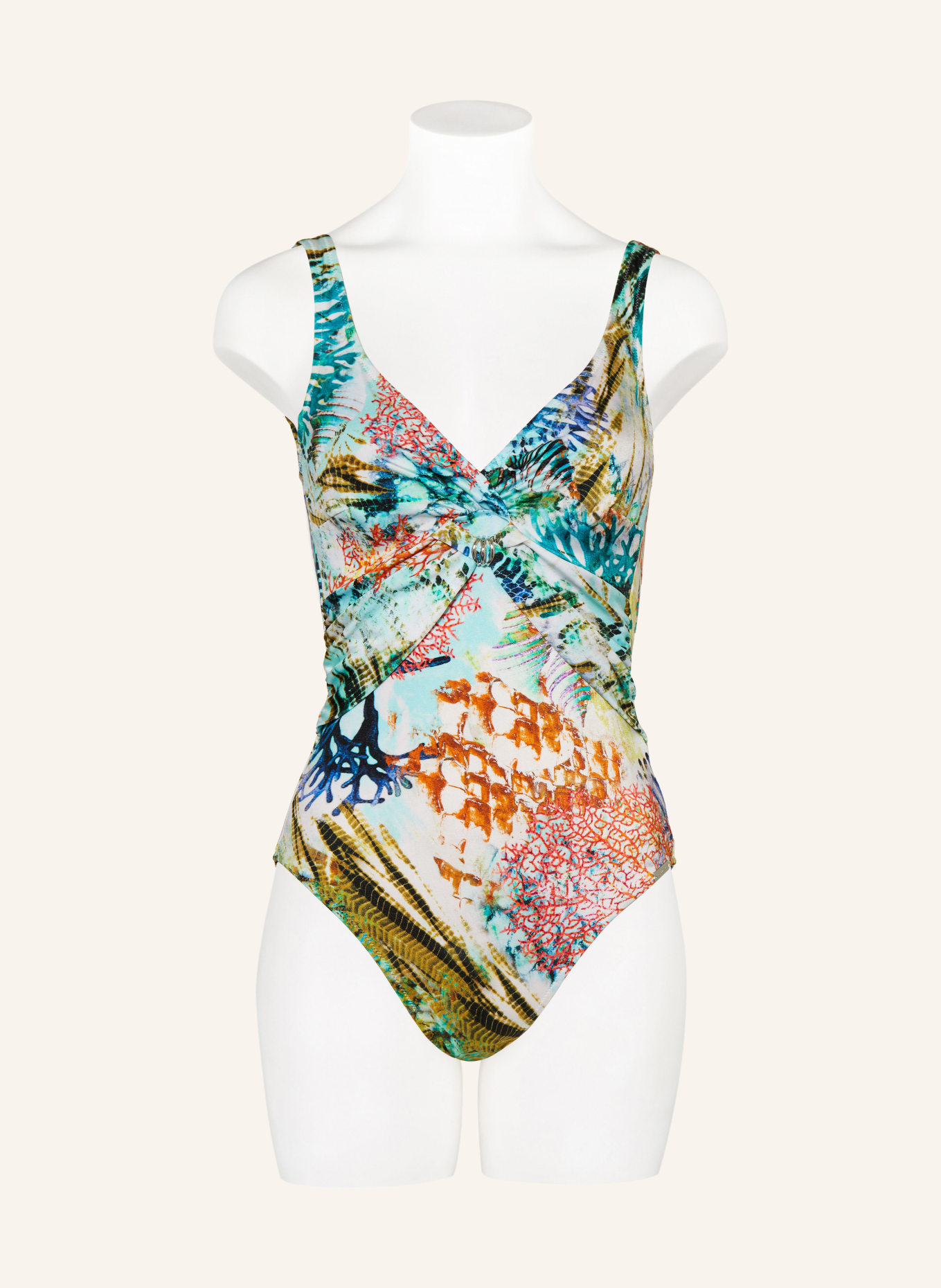 Charmline Underwire swimsuit CORAL PARADISE, Color: TURQUOISE/ SALMON/ DARK ORANGE (Image 2)