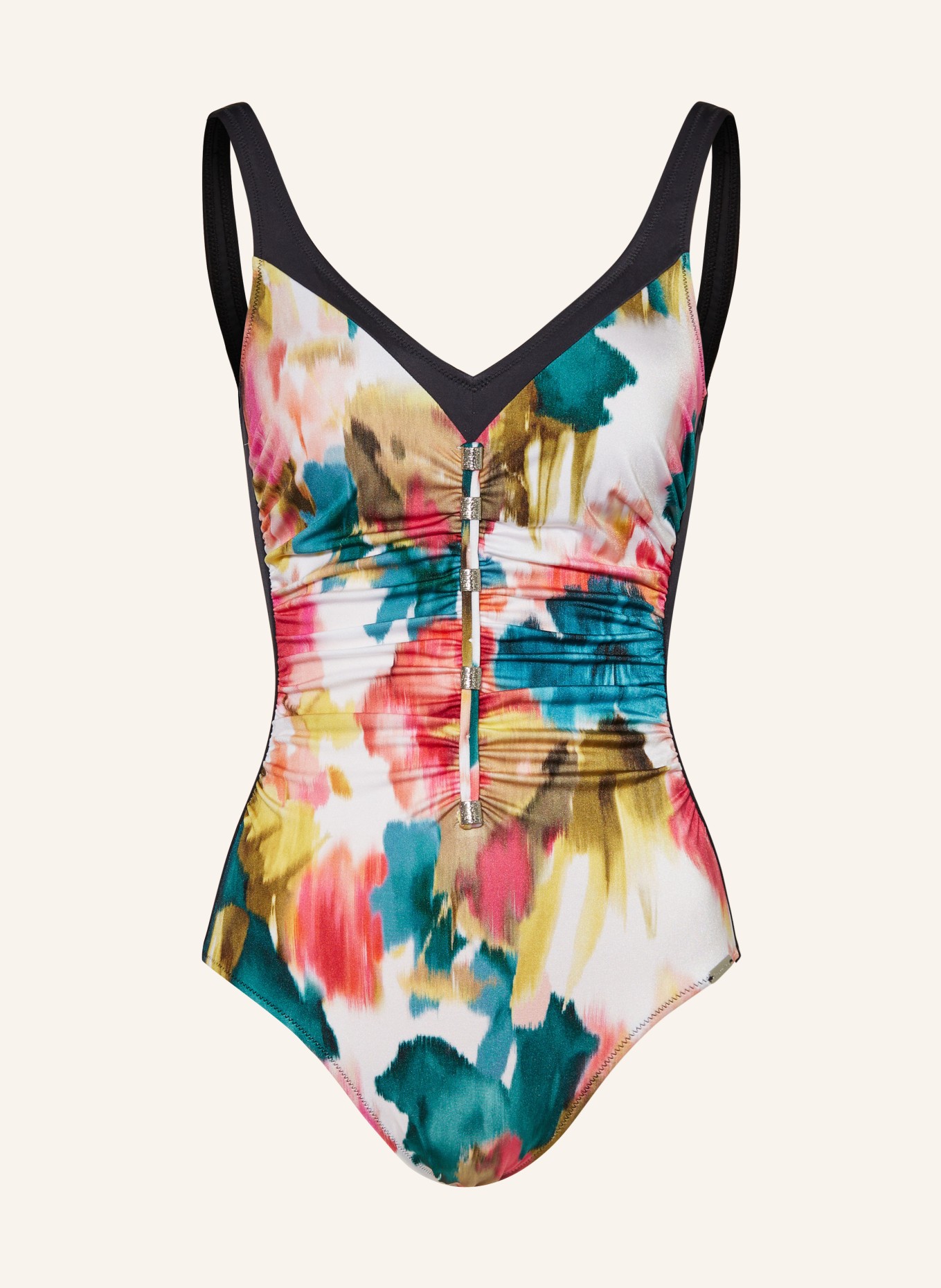 Charmline Shaping swimsuit TRUE BLOOM, Color: BLACK/ WHITE/ TEAL (Image 1)