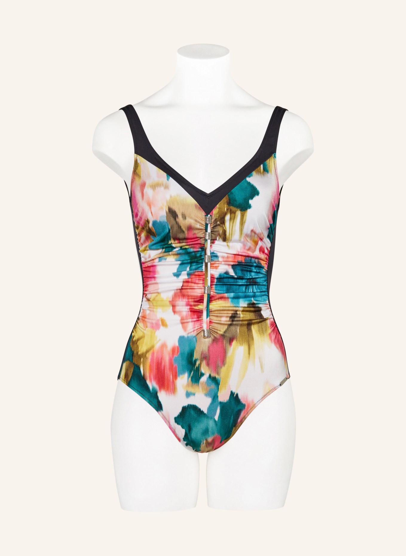 Charmline Shaping swimsuit TRUE BLOOM, Color: BLACK/ WHITE/ TEAL (Image 2)