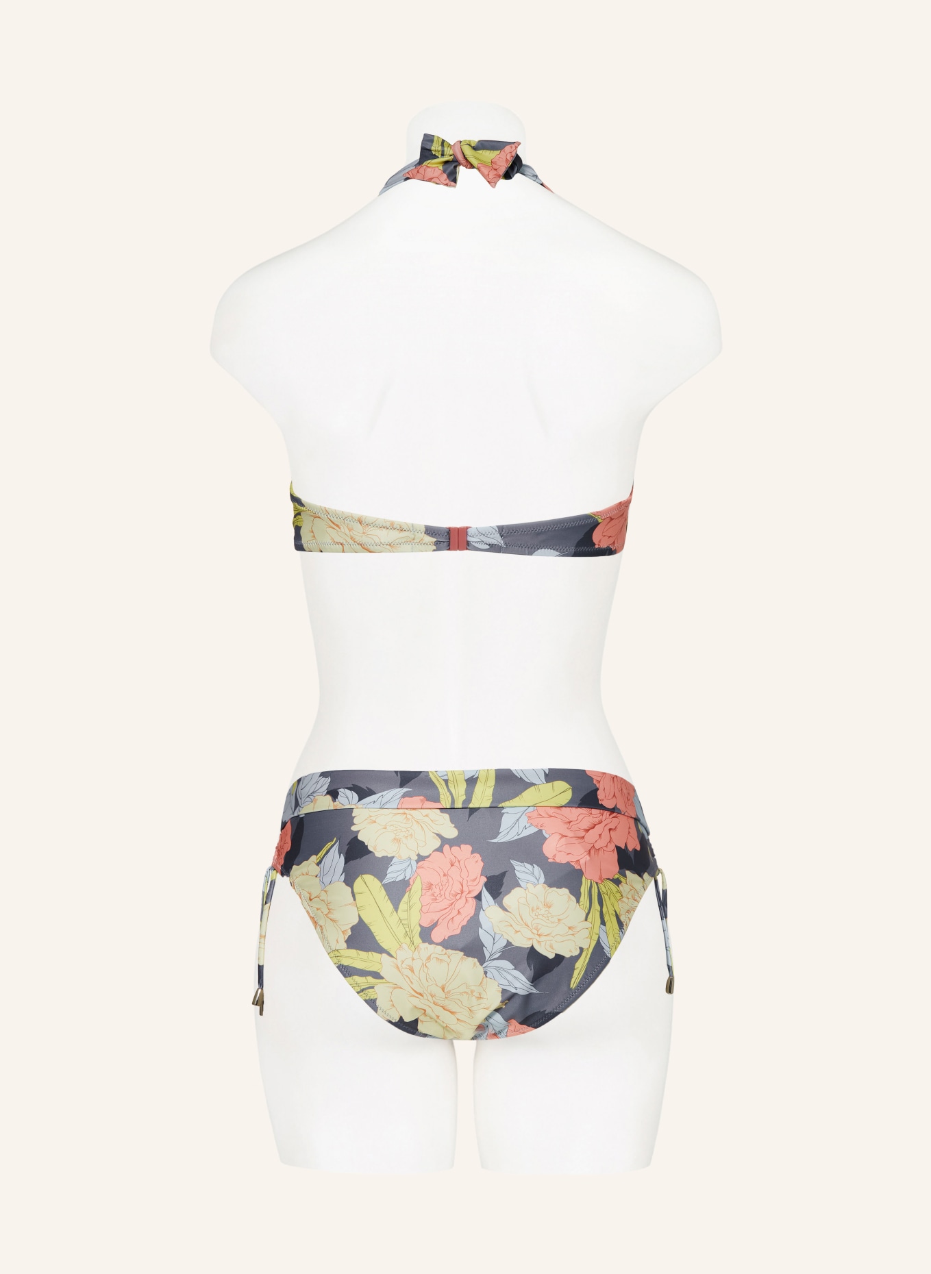 Lidea Halter neck bikini top FLOWER NOSTALGIA, Color: GRAY/ YELLOW/ ORANGE (Image 3)