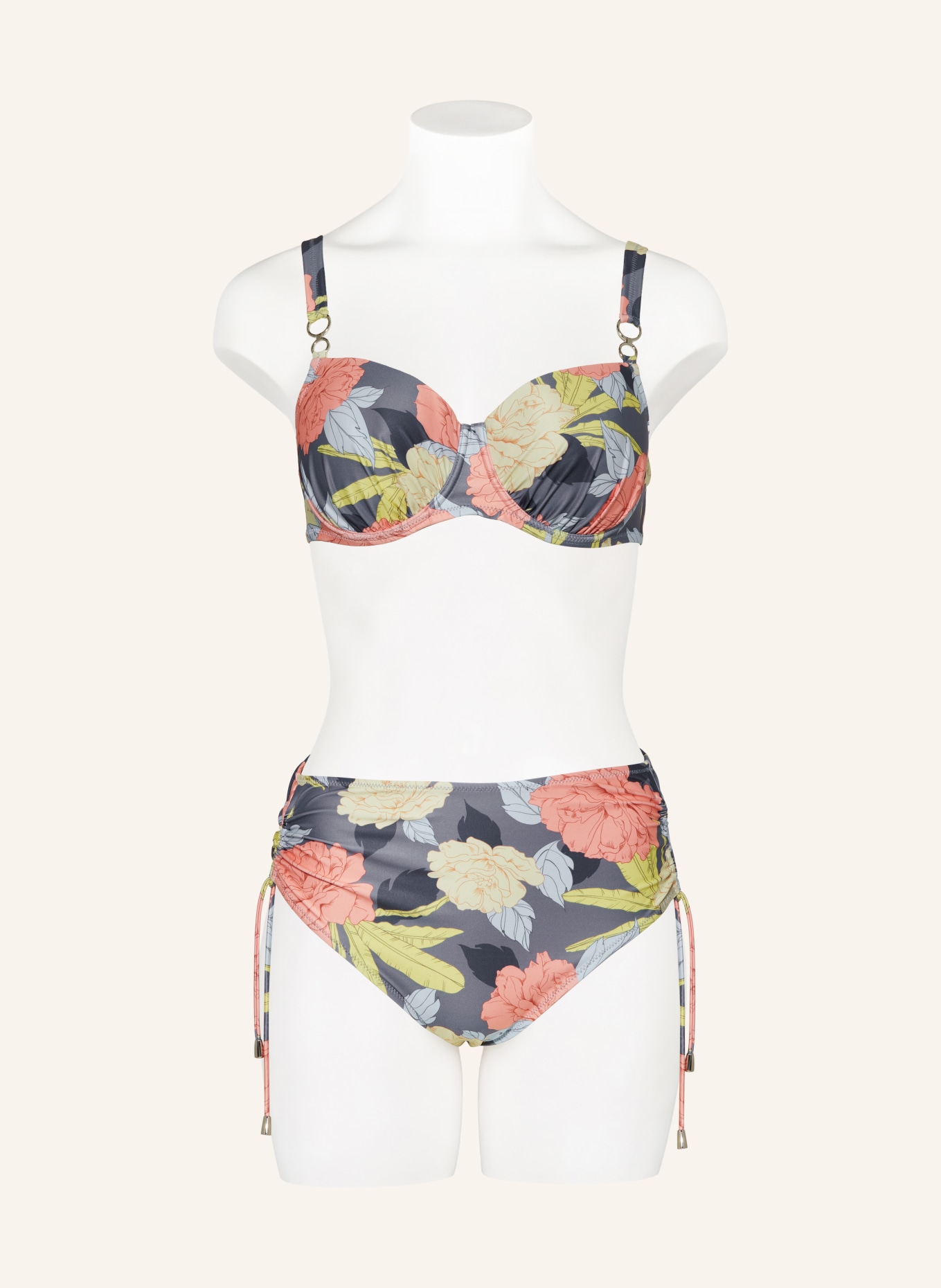 Lidea Underwired bikini top FLOWER NOSTALGIA, Color: GRAY/ YELLOW/ ORANGE (Image 2)