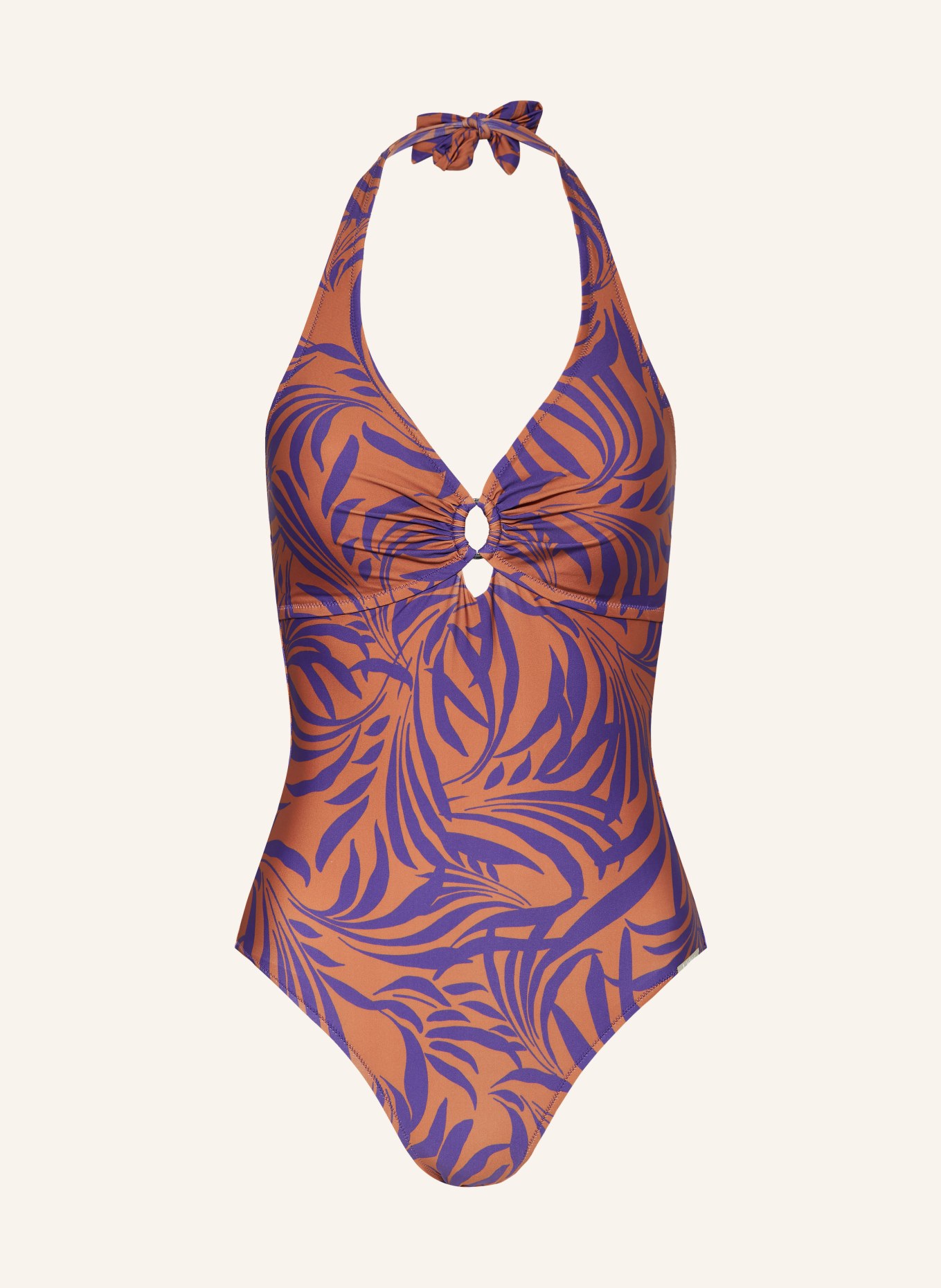 Lidea Halter neck swimsuit OPPOSITES ATTRACT, Color: COGNAC/ PURPLE (Image 1)