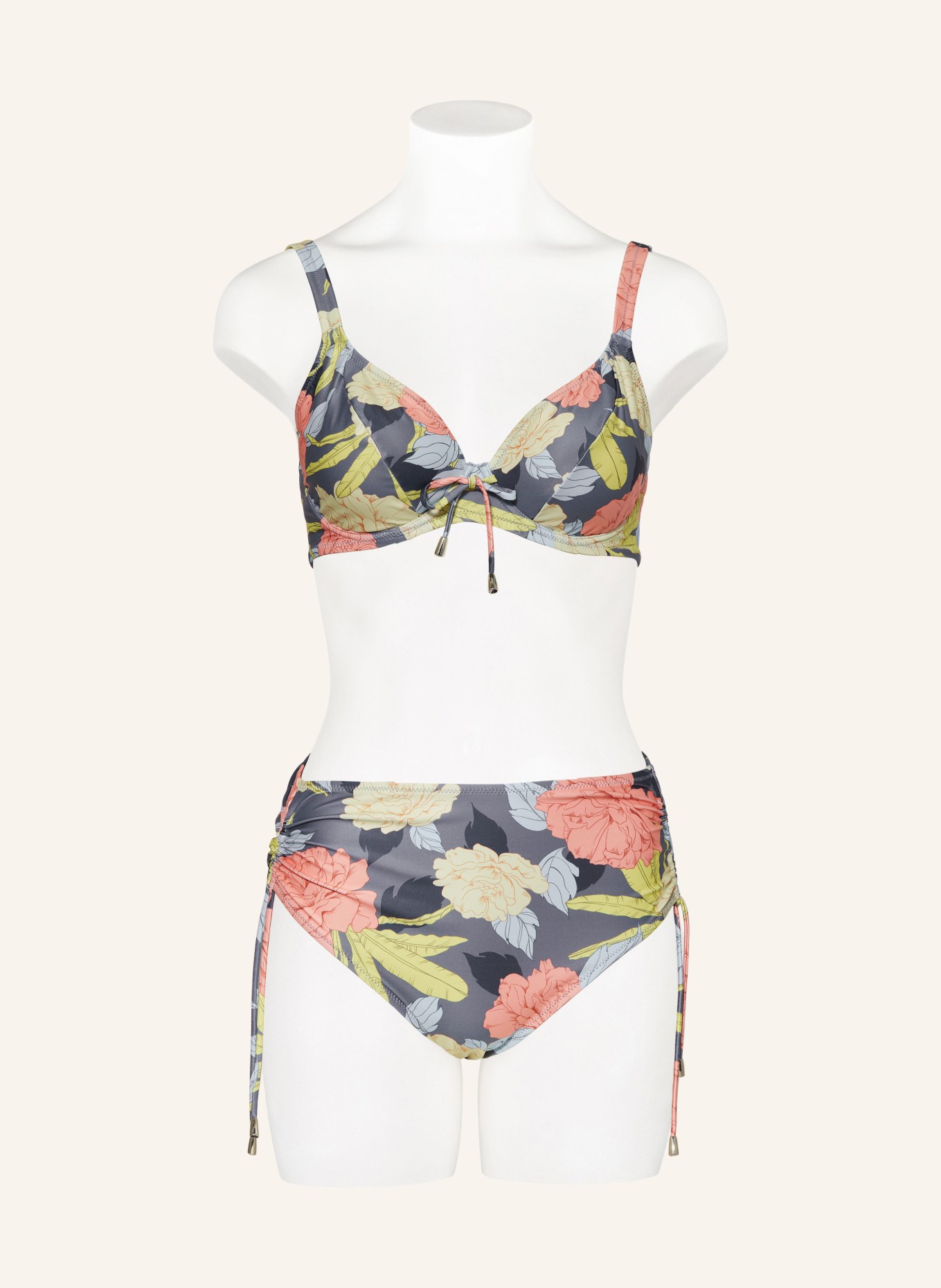 Lidea Underwired bikini top FLOWER NOSTALGIA, Color: GRAY/ YELLOW/ ORANGE (Image 2)