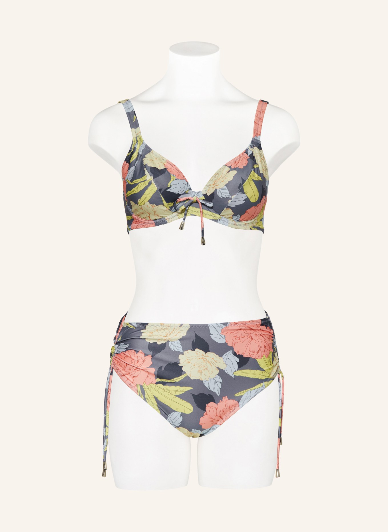 Lidea Underwired bikini top FLOWER NOSTALGIA in gray/ yellow/ orange