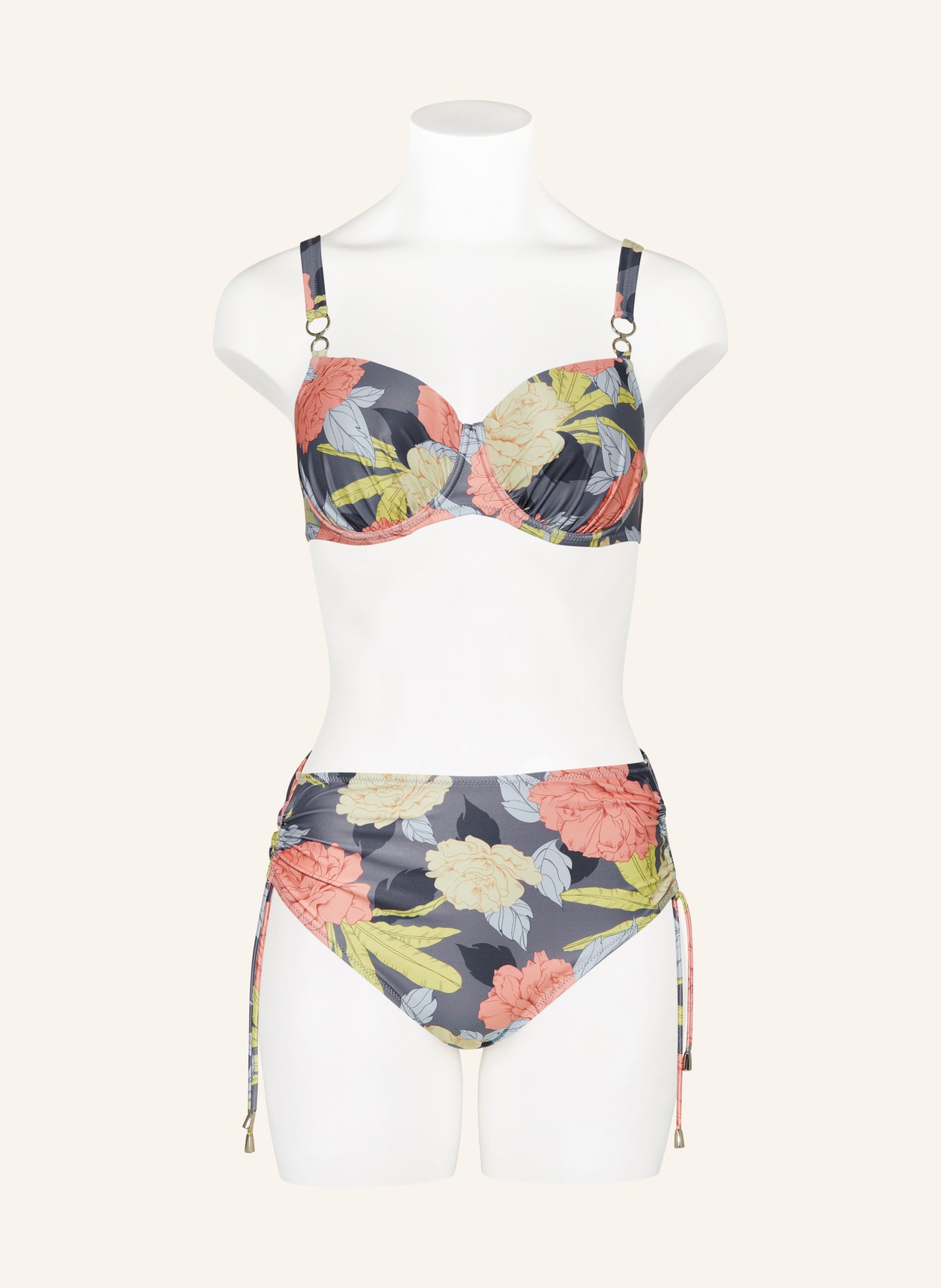 Lidea High-Waist-Bikini-Hose FLOWER NOSTALGIA, Farbe: GRAU/ GELB/ ORANGE (Bild 2)