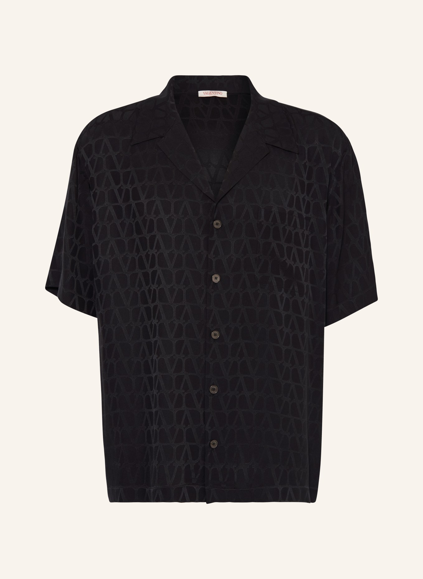 VALENTINO Resort shirt boxy fit in silk, Color: BLACK (Image 1)