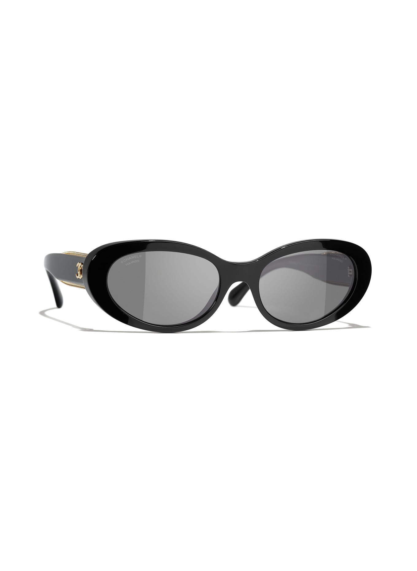 CHANEL Oval sunglasses, Color: C62248 - BLACK/ DARK GRAY POLARIZED (Image 1)