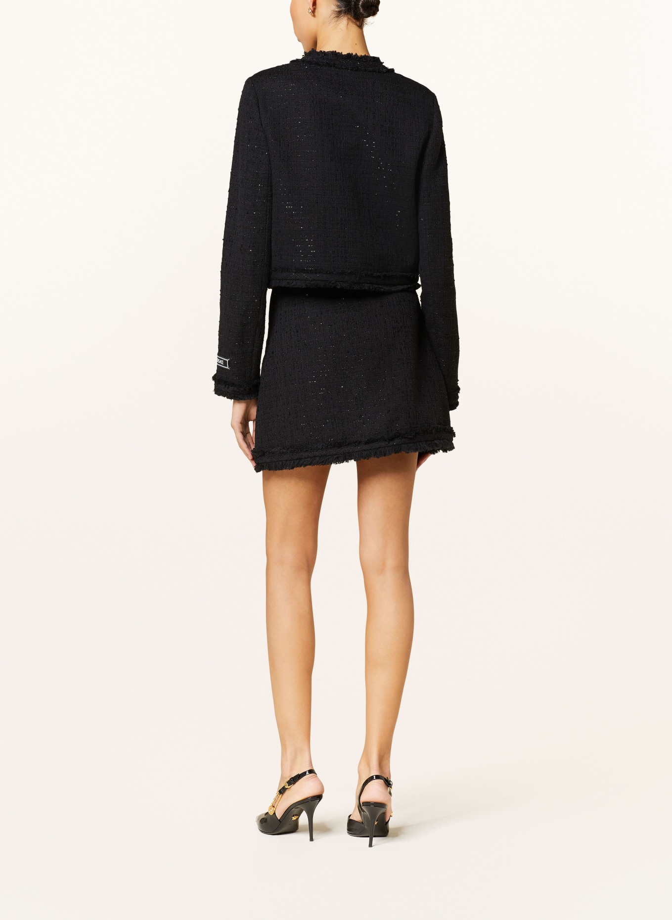 VERSACE Tweed skirt with sequins, Color: BLACK (Image 3)