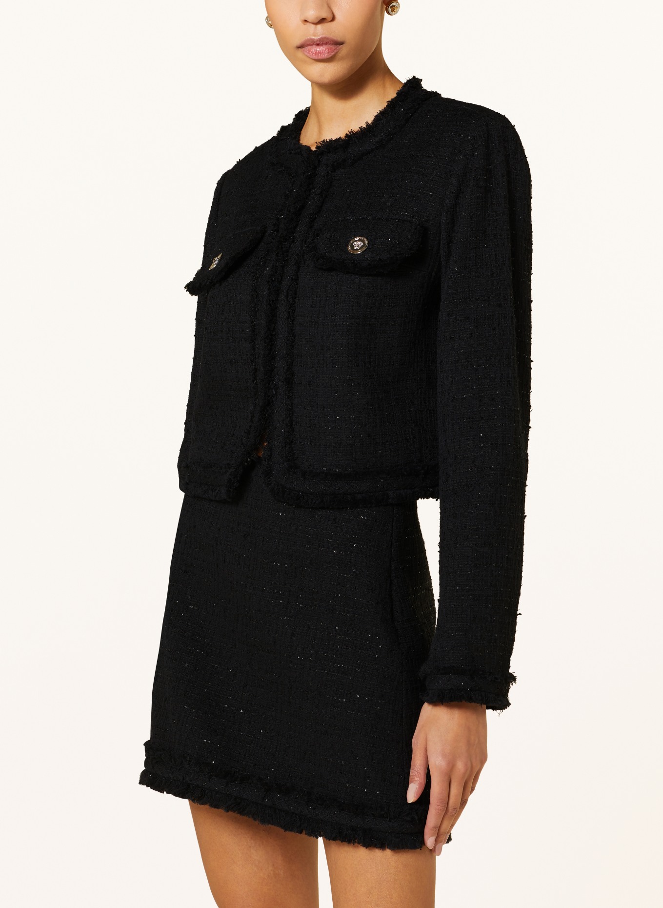 VERSACE Tweed jacket with sequins, Color: BLACK (Image 4)