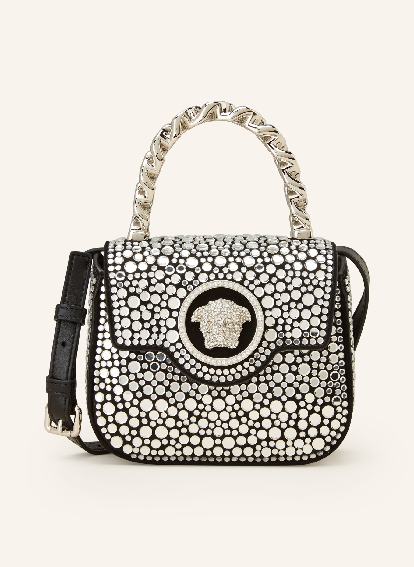 VERSACE Handbag LA MEDUSA with decorative gems, Color: BLACK/ SILVER (Image 1)
