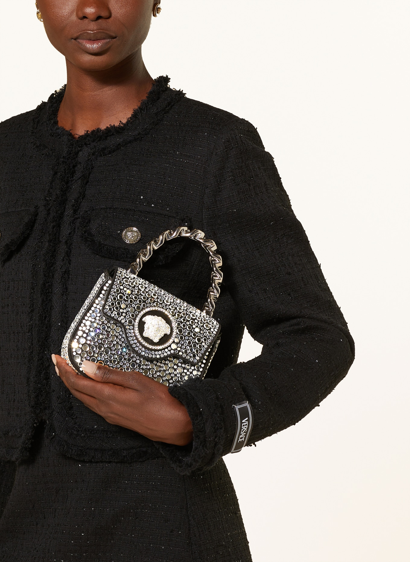 VERSACE Handbag LA MEDUSA with decorative gems, Color: BLACK/ SILVER (Image 4)