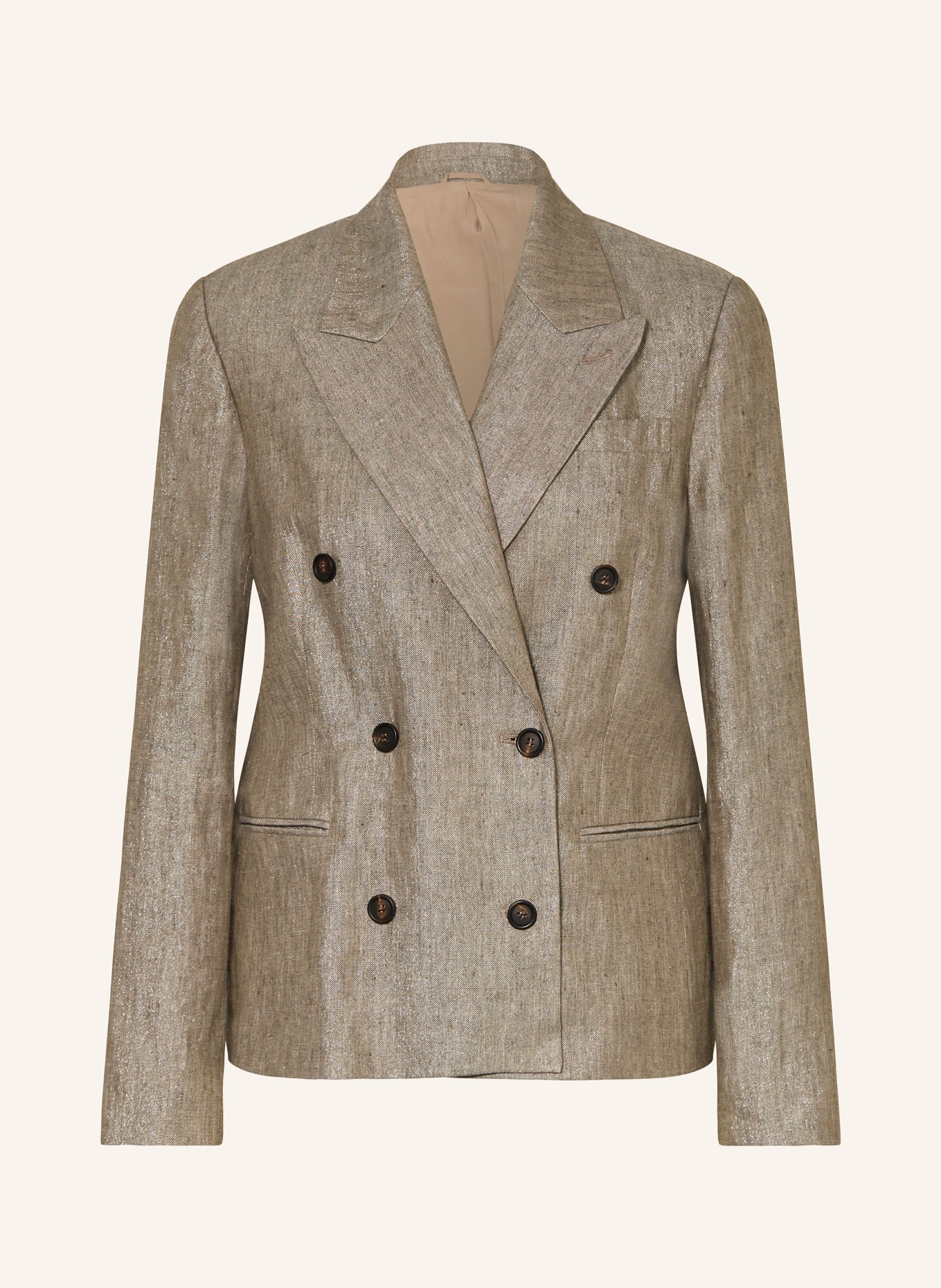 BRUNELLO CUCINELLI Linen blazer with glitter thread, Color: LIGHT BROWN (Image 1)