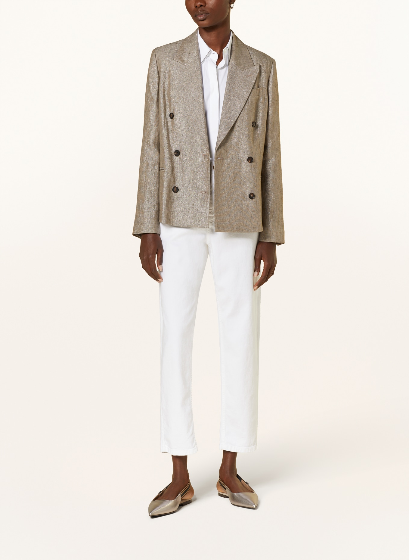 BRUNELLO CUCINELLI Linen blazer with glitter thread, Color: LIGHT BROWN (Image 2)