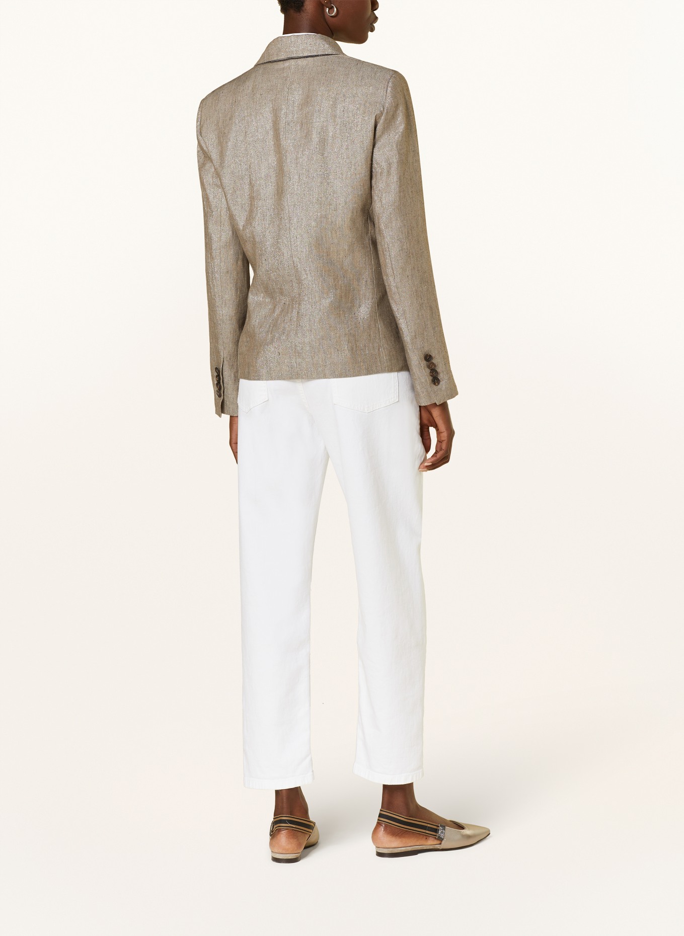 BRUNELLO CUCINELLI Linen blazer with glitter thread, Color: LIGHT BROWN (Image 3)