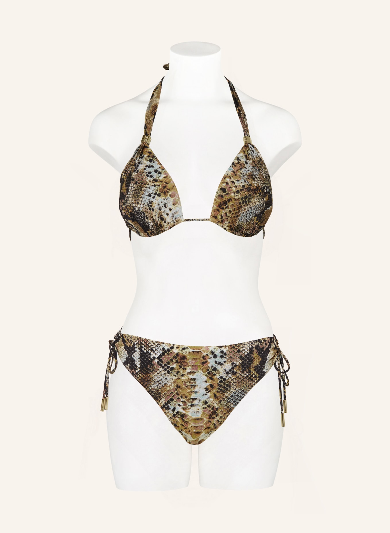 MARYAN MEHLHORN Halter neck bikini top SERPENT, Color: BLACK/ DARK YELLOW/ MINT (Image 2)