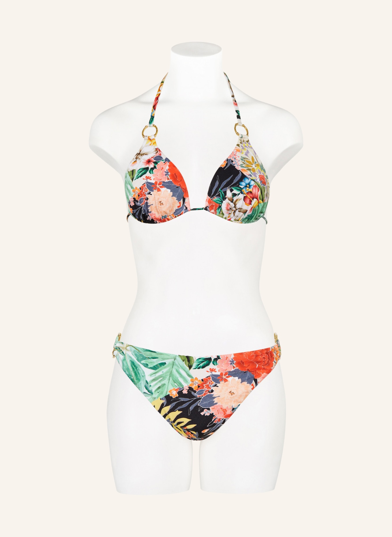 MARYAN MEHLHORN Halter neck bikini top CASCADES, Color: GREEN/ BLACK/ RED (Image 2)