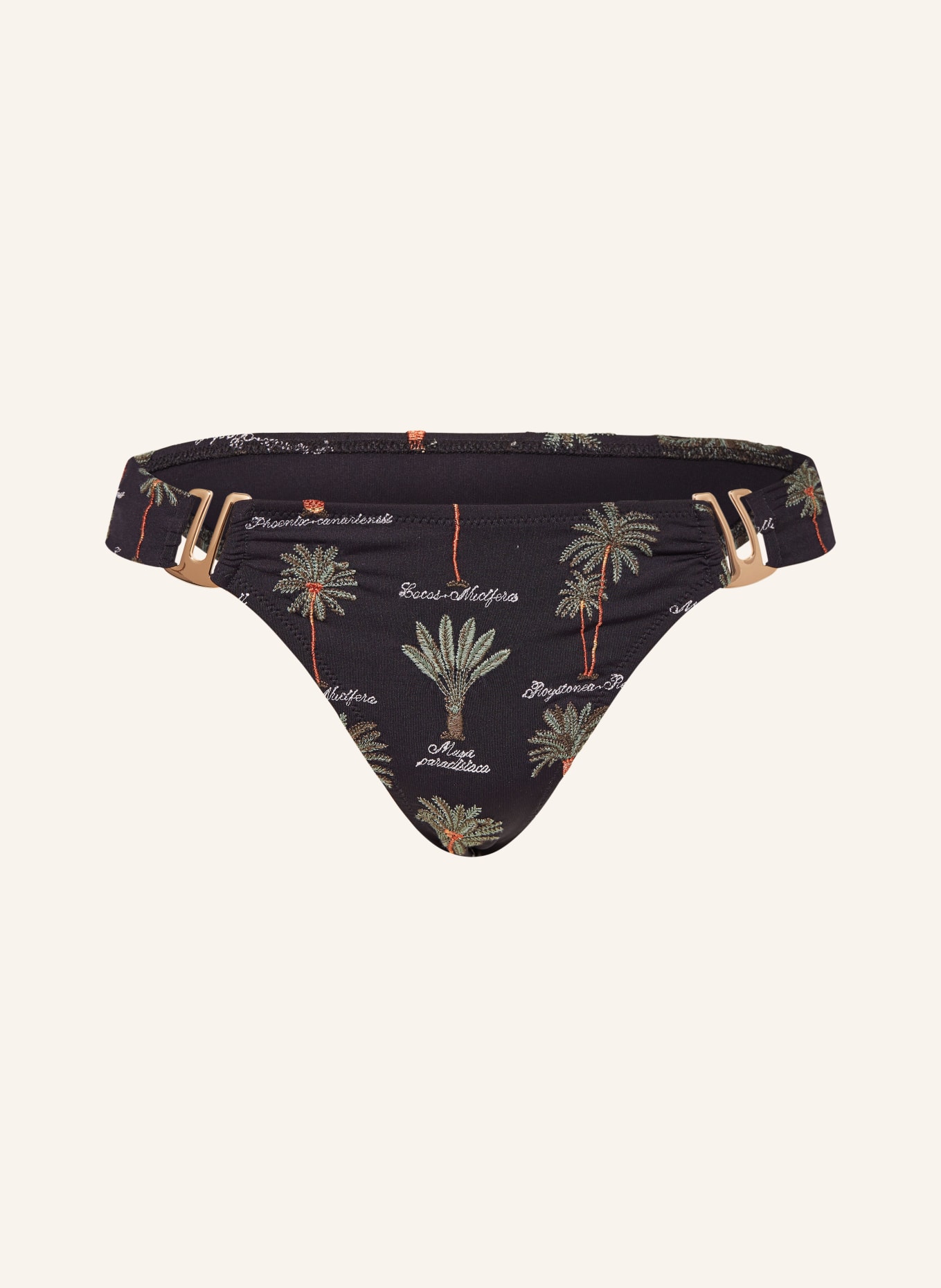 watercult High-waist bikini bottoms ART HERBARIA, Color: BLACK/ GREEN (Image 1)