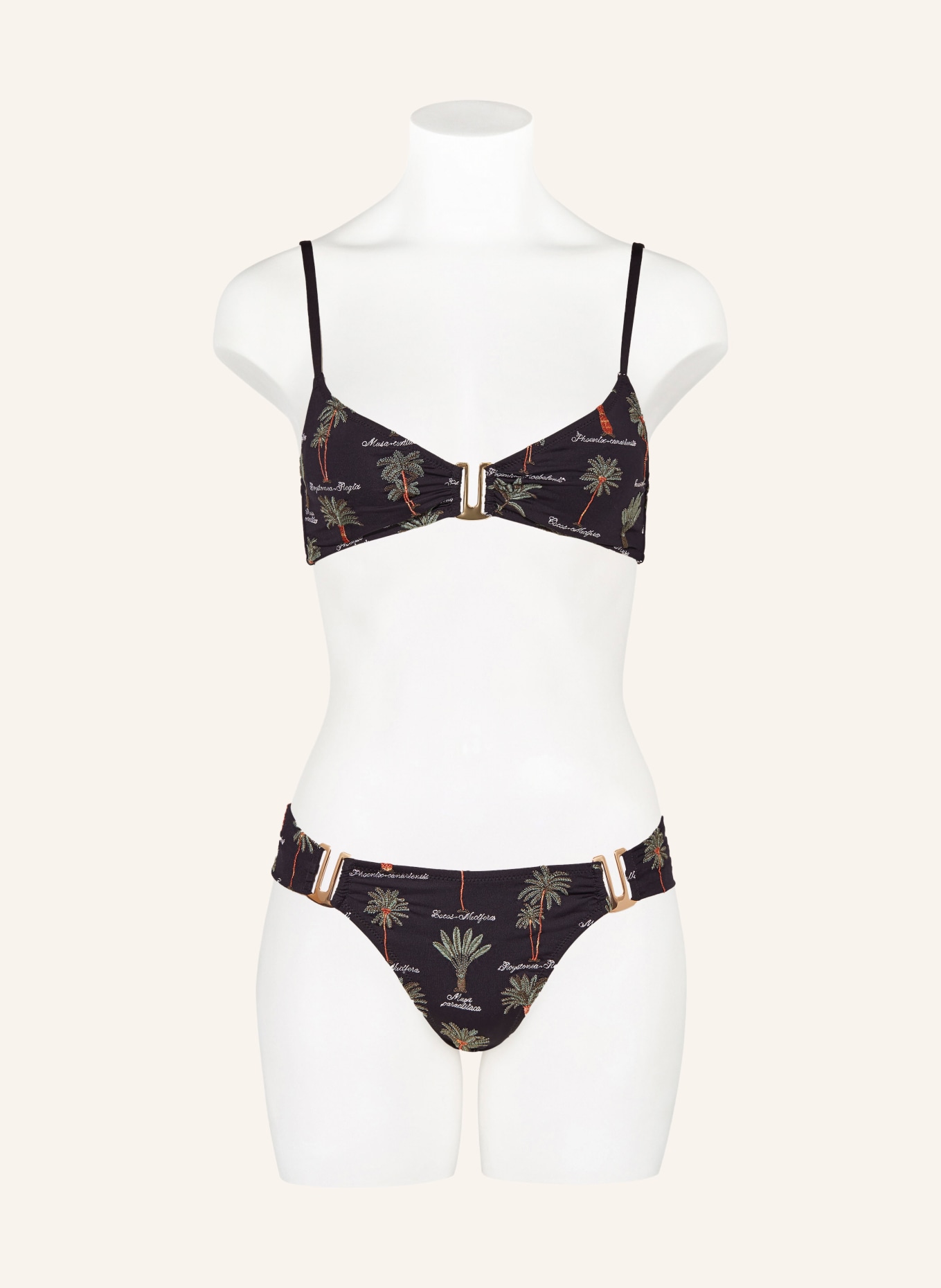 watercult High-waist bikini bottoms ART HERBARIA, Color: BLACK/ GREEN (Image 2)