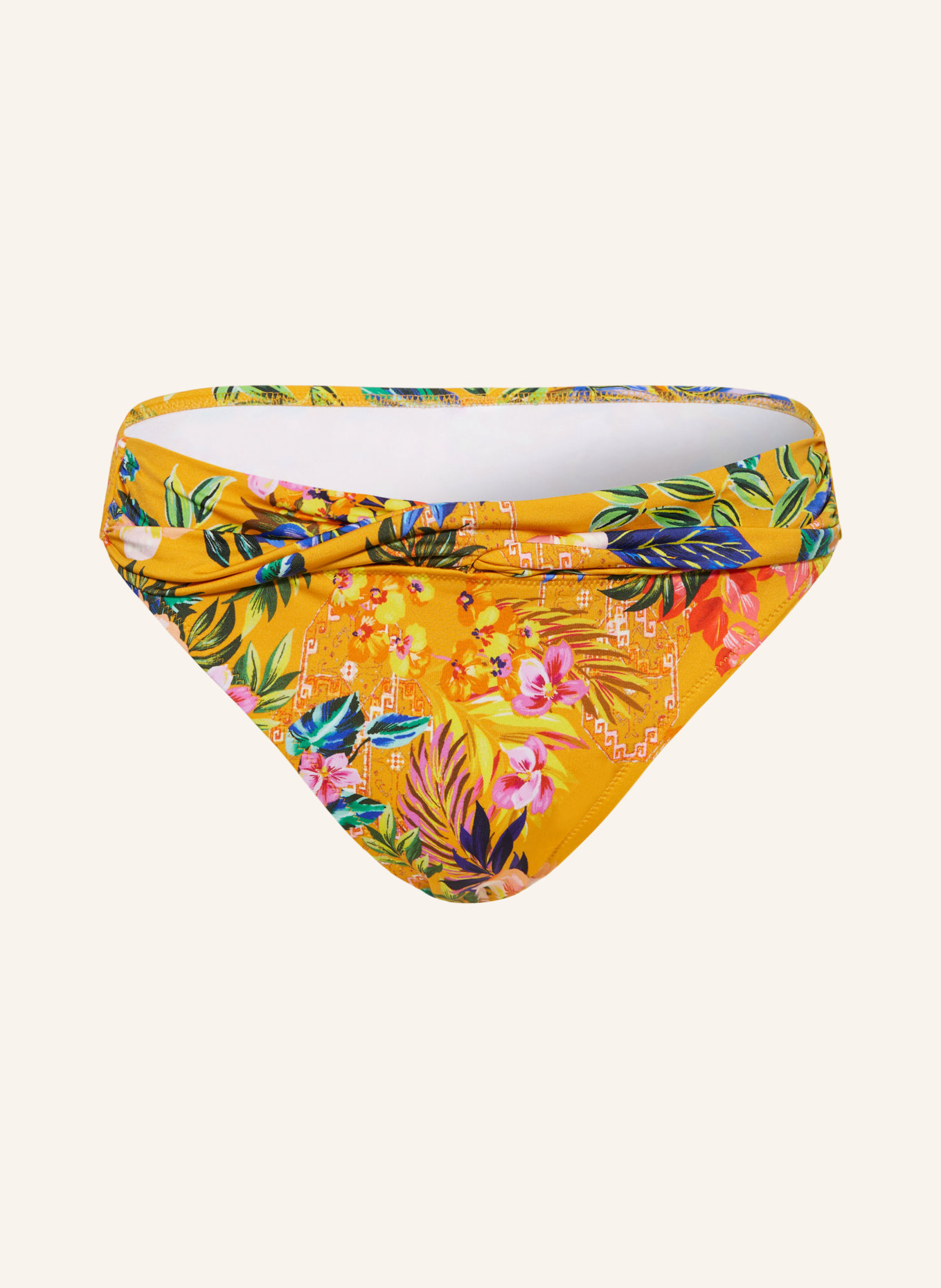 watercult Basic-Bikini-Hose SUNSET FLORALS: DUNKELGELB / BLAU / ROT