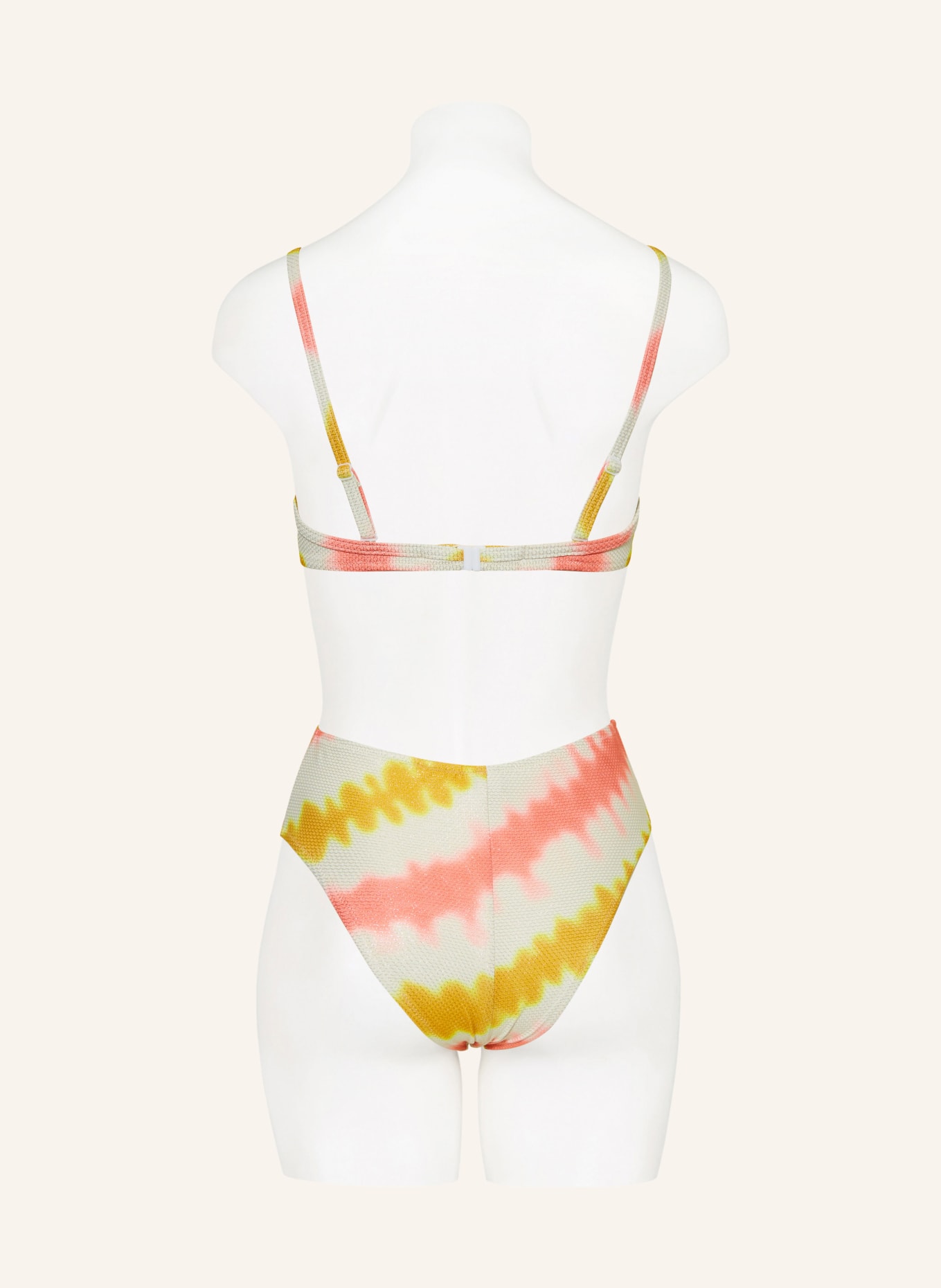 watercult High-Waist-Bikini-Hose SOMMER MUSE mit Glitzergarn, Farbe: DUNKELGELB/ HELLROT/ CREME (Bild 3)