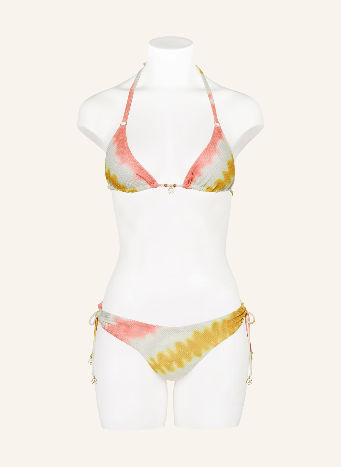 watercult Dół od bikini basic SUMMER MUSE z błyszczącą przędzą, Kolor: BIAŁY/ ŻÓŁTY/ ŁOSOSIOWY (Obrazek 2)