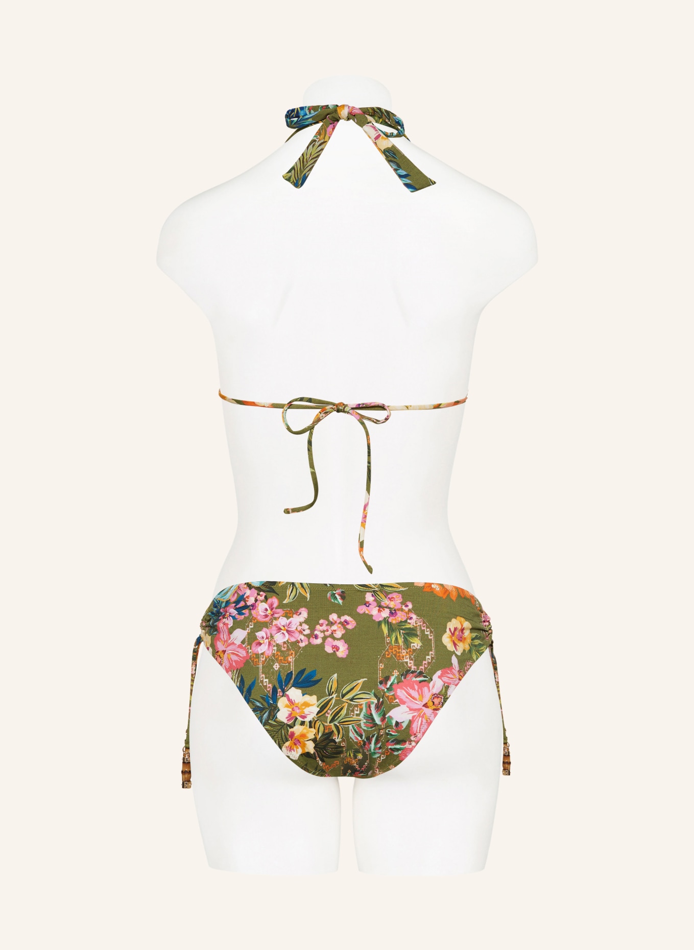 watercult Basic-Bikini-Hose SUNSET FLORALS, Farbe: OLIV/ ORANGE (Bild 3)
