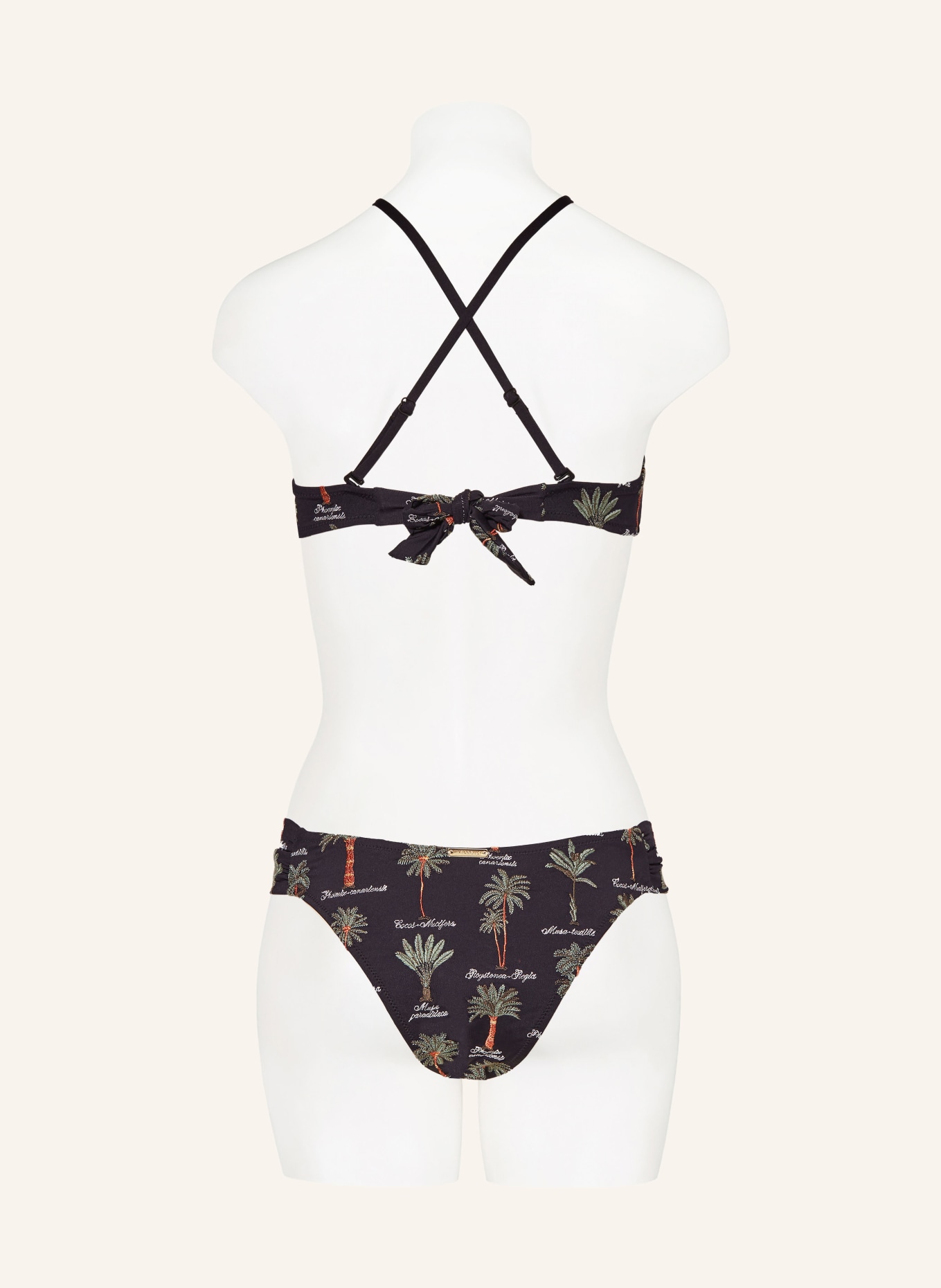 watercult Bralette bikini top ART HERBARIA, Color: BLACK/ GREEN (Image 4)