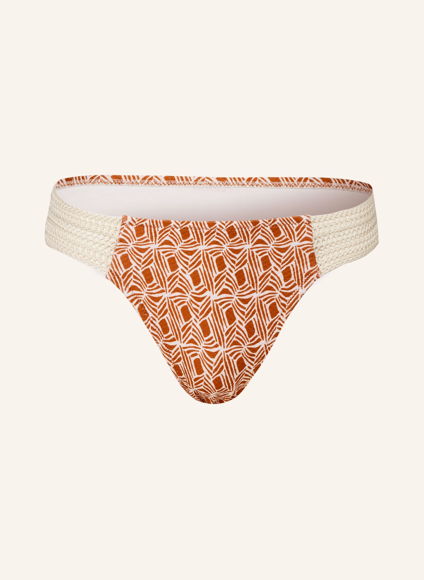 watercult Brazilian bikini bottoms ORGANIC MODERNS, Color: DARK ORANGE/ WHITE (Image 1)