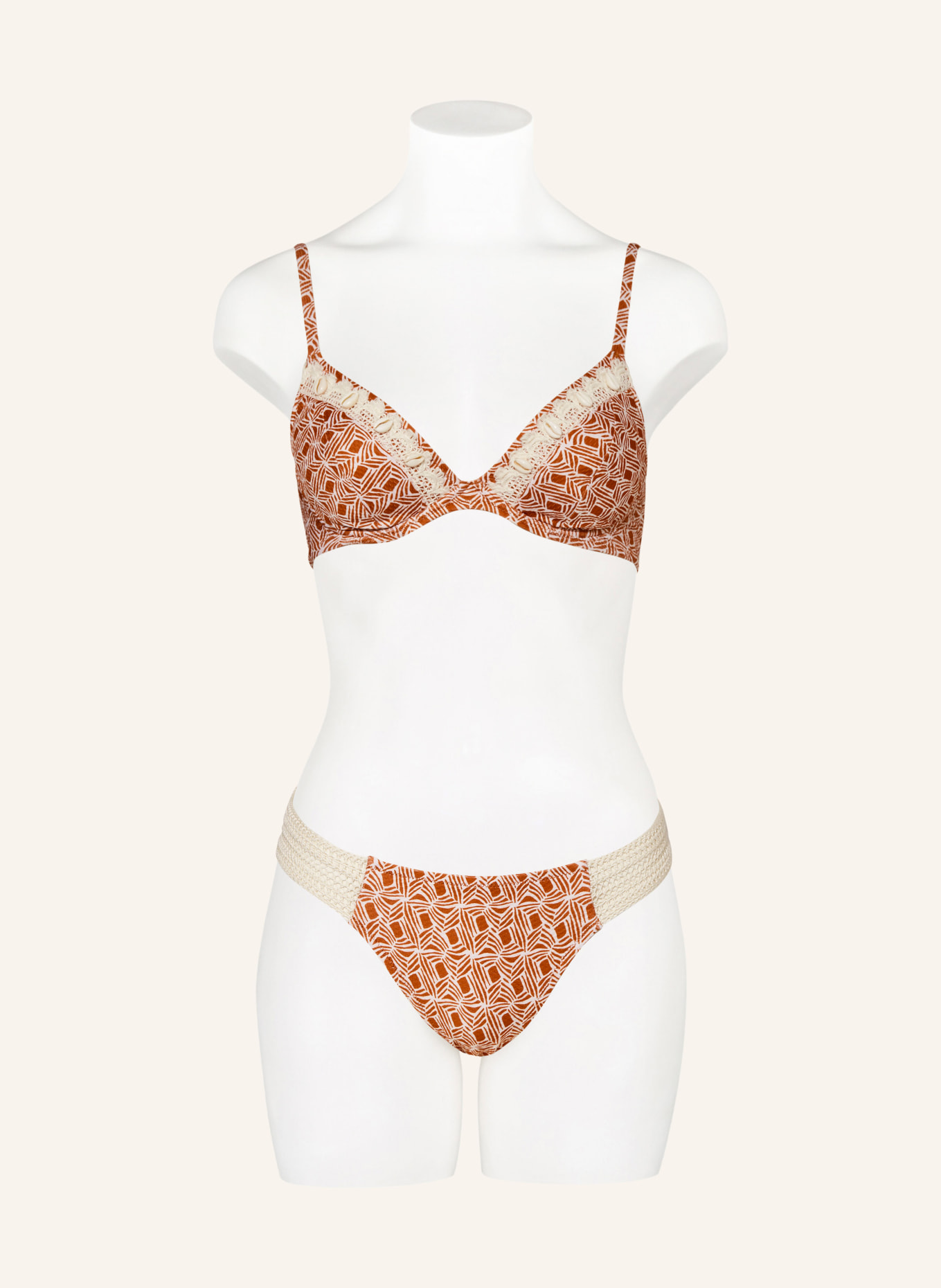 watercult Brazilian-Bikini-Hose ORGANIC MODERNS, Farbe: DUNKELORANGE/ WEISS (Bild 2)