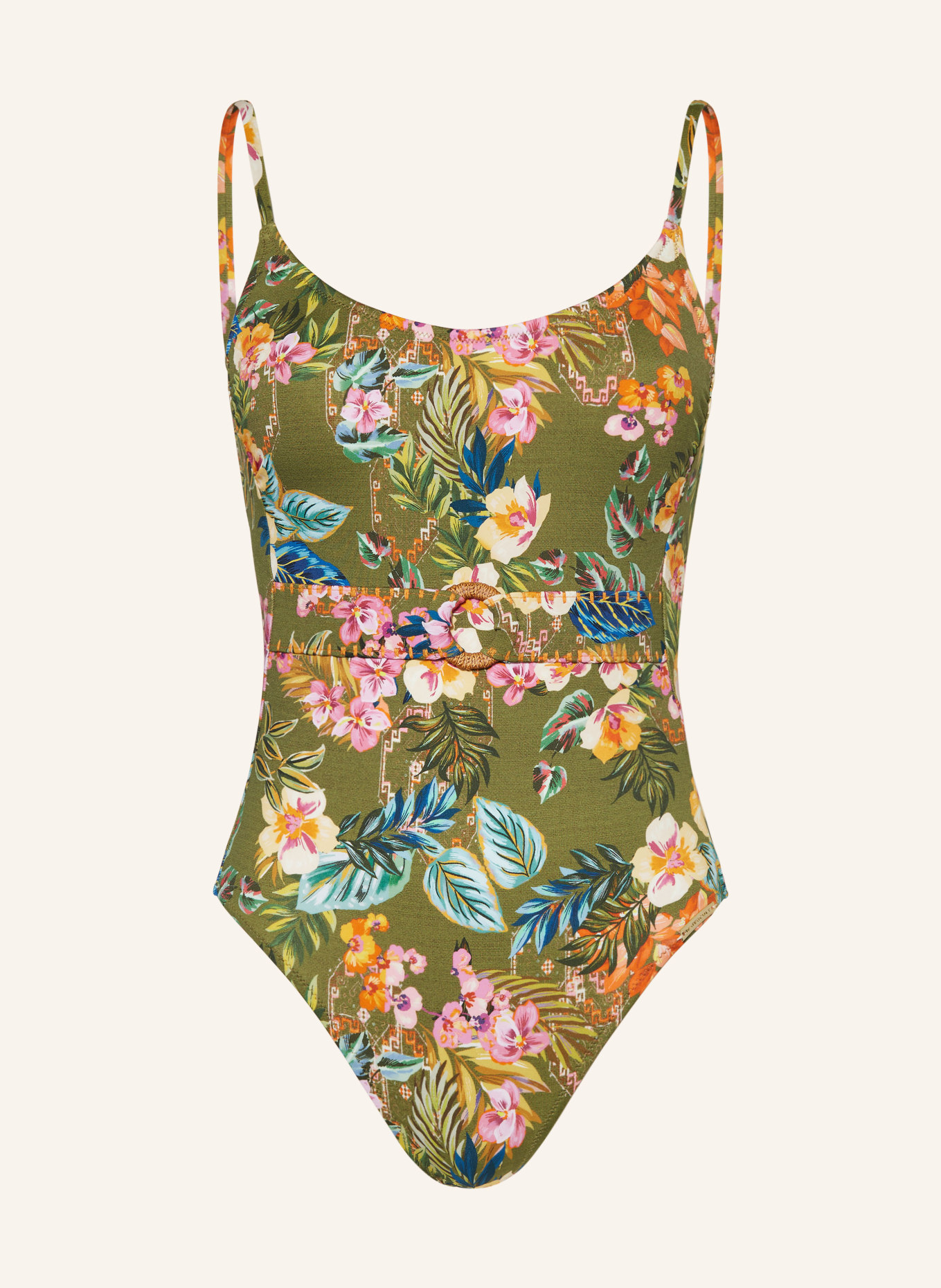 watercult Swimsuit SUNSET FLORALS, Color: OLIVE/ BLUE (Image 1)