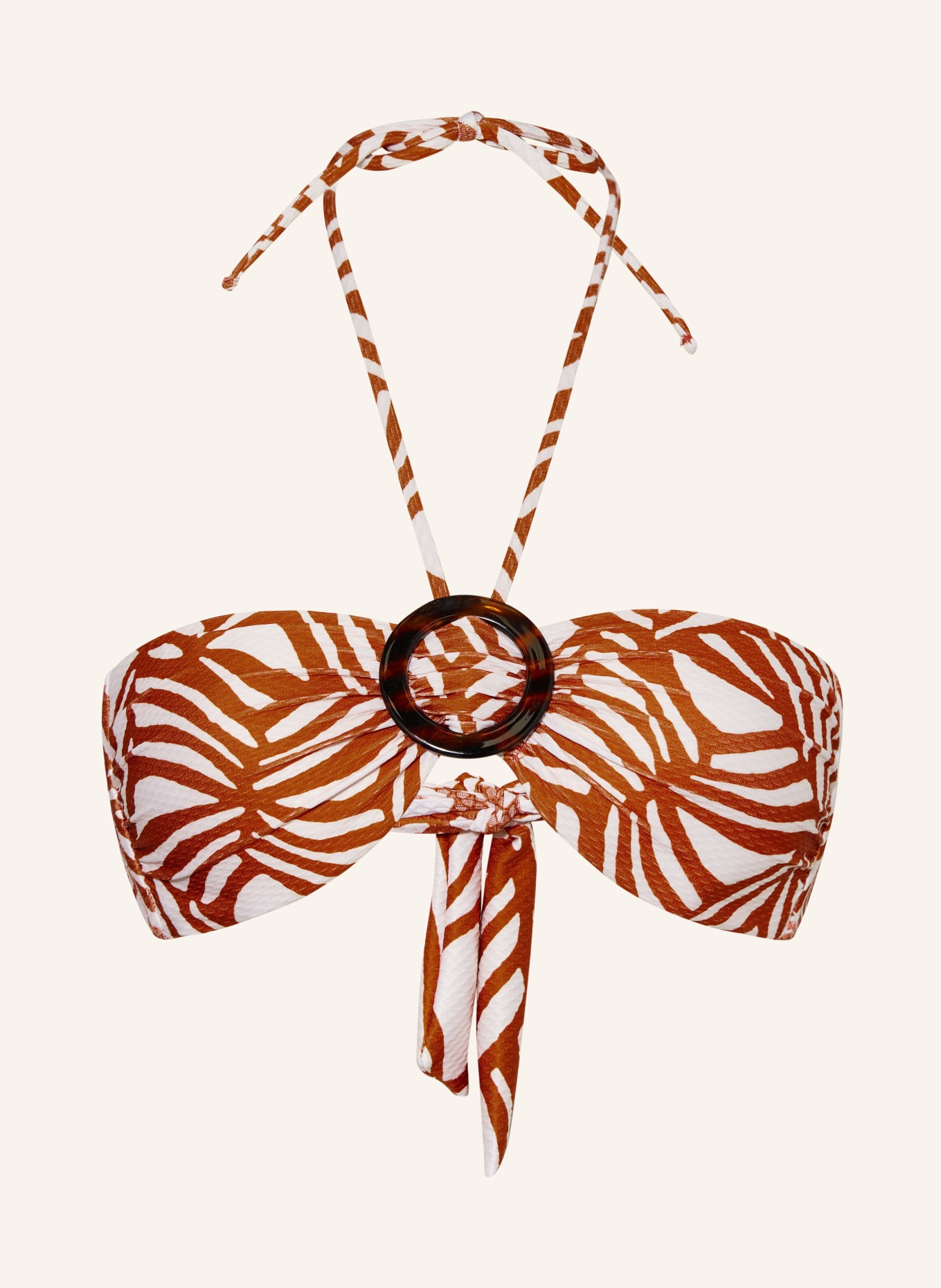 watercult Bandeau bikini top ORGANIC MODERNS, Color: DARK ORANGE/ WHITE (Image 1)