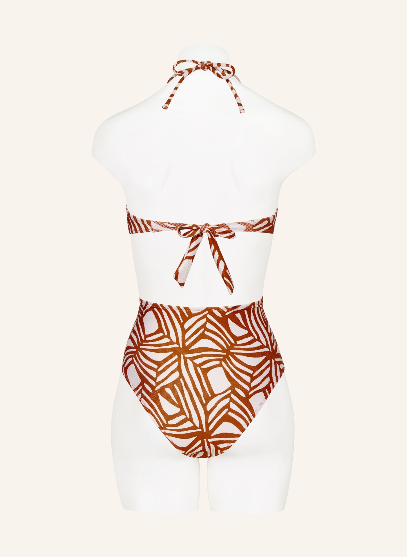 watercult Bandeau bikini top ORGANIC MODERNS, Color: DARK ORANGE/ WHITE (Image 3)